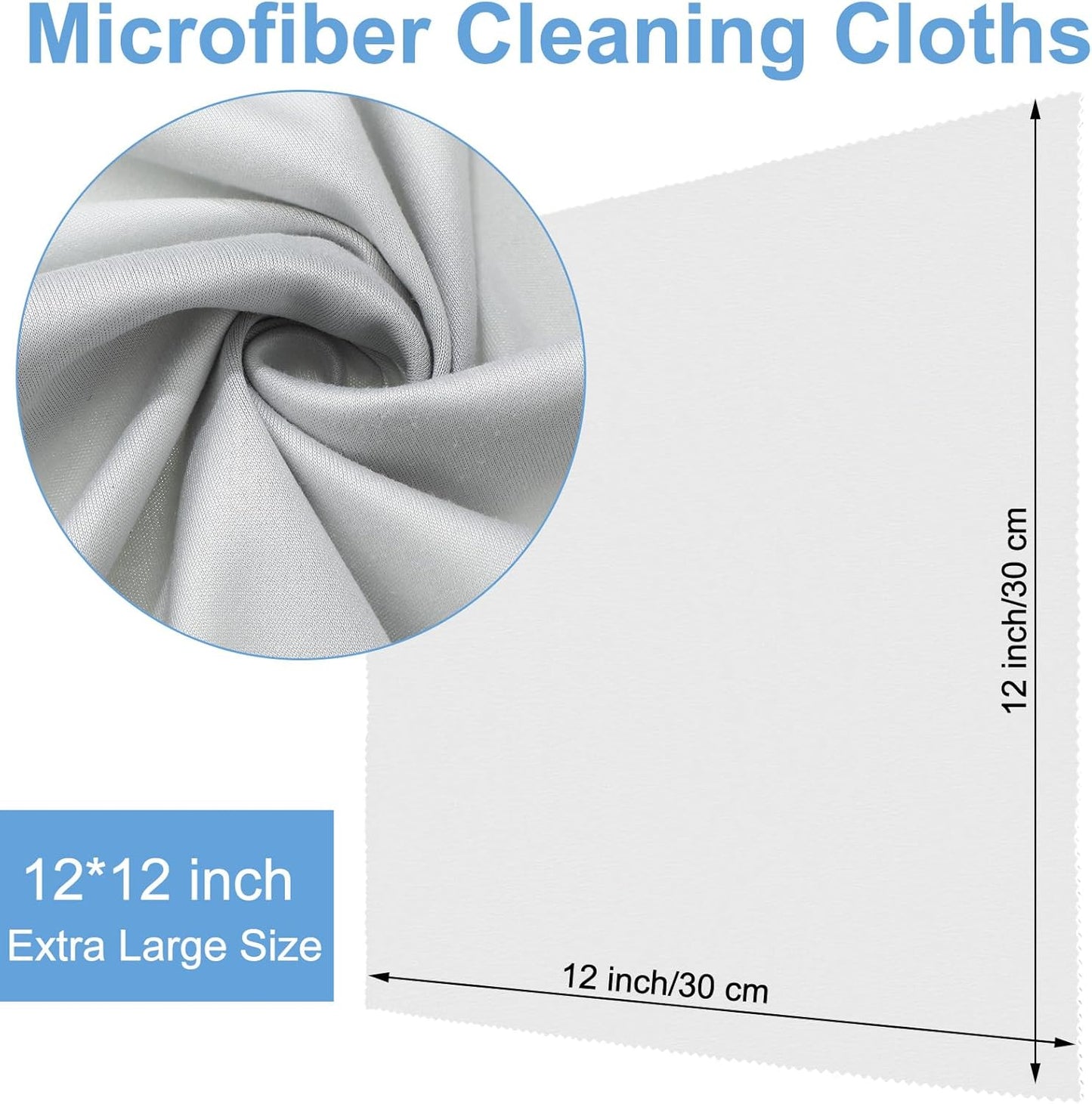 Frienda 12 Pack Large Microfiber Glass Cleaning Cloths 12 x 12 Inch Oversized Sunglasses Cleaning Cloths for Electronics Glasses Screens and Lenses (Green, Yellow, Blue, Light Gray)