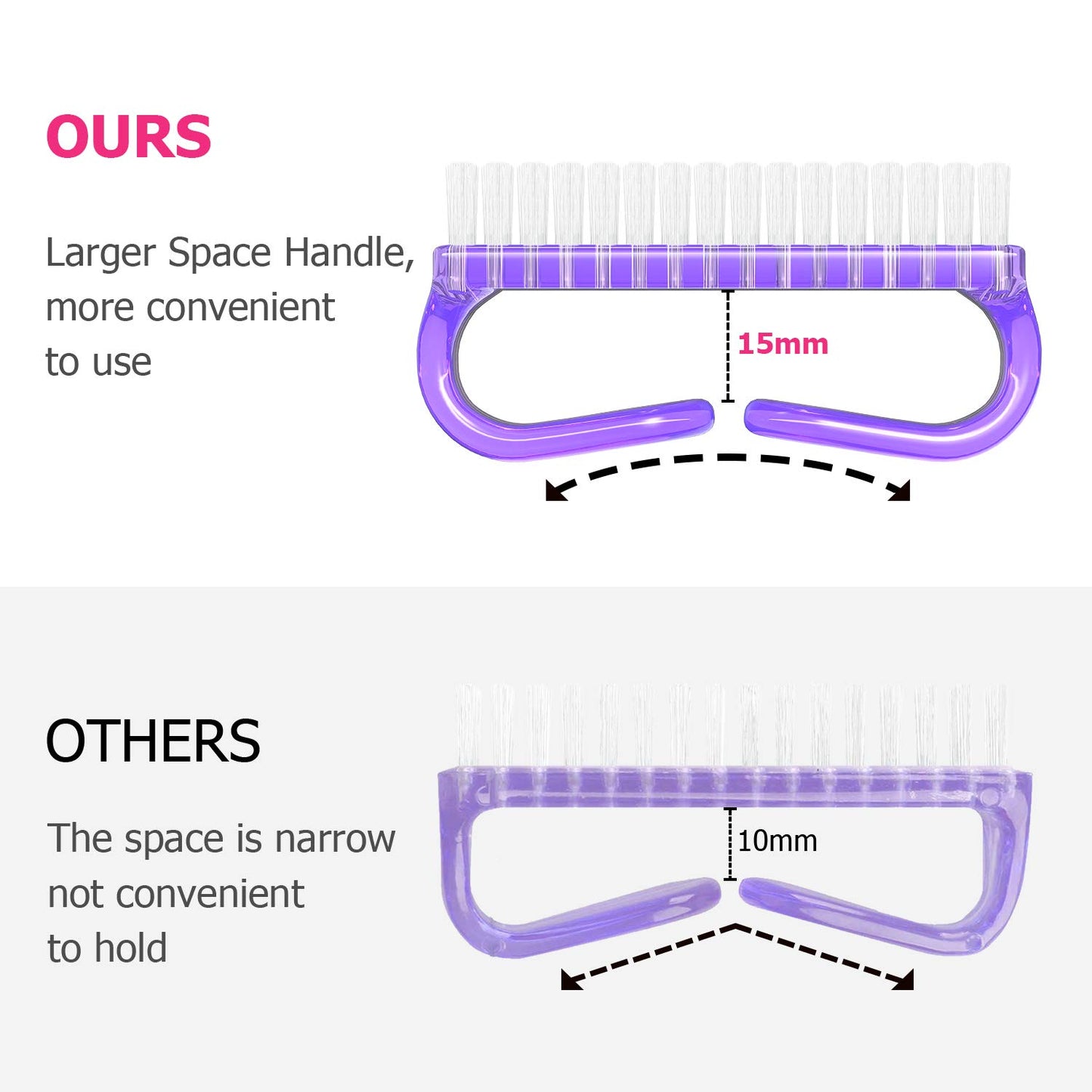 Handle Grip Nail Brush, Hand Fingernail Brush Cleaner Scrubbing Kit Pedicure for Toes and Nails Men Women (4 Pack) (Color-2)