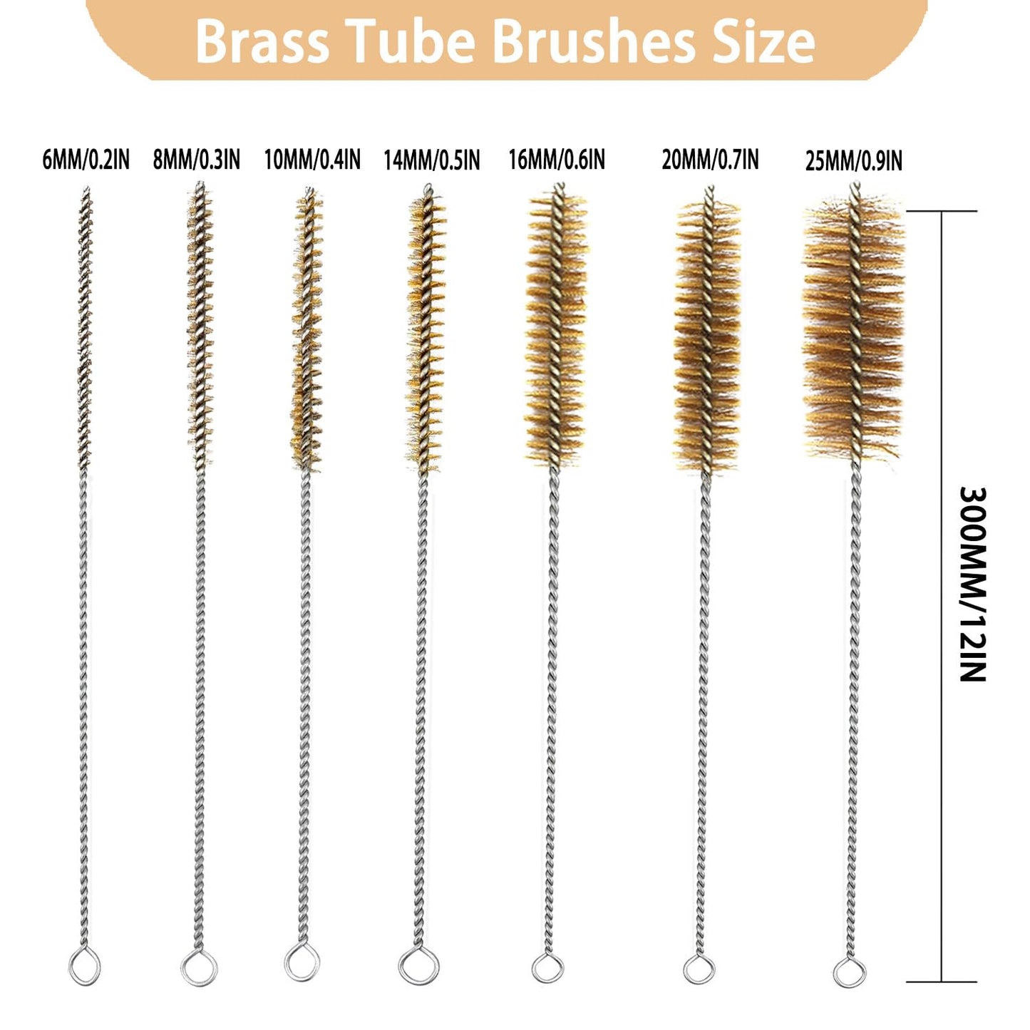 7pcs Brass Tube Brushes Bottle Brush Wire Tube Brushes,Long Wire Cleanling Brushes,Tube Cleaning Lab Brushes Straw Cleaner Brush Wire Bottle Brush Pipe Cleaner for Tubes,Bottle,Glass