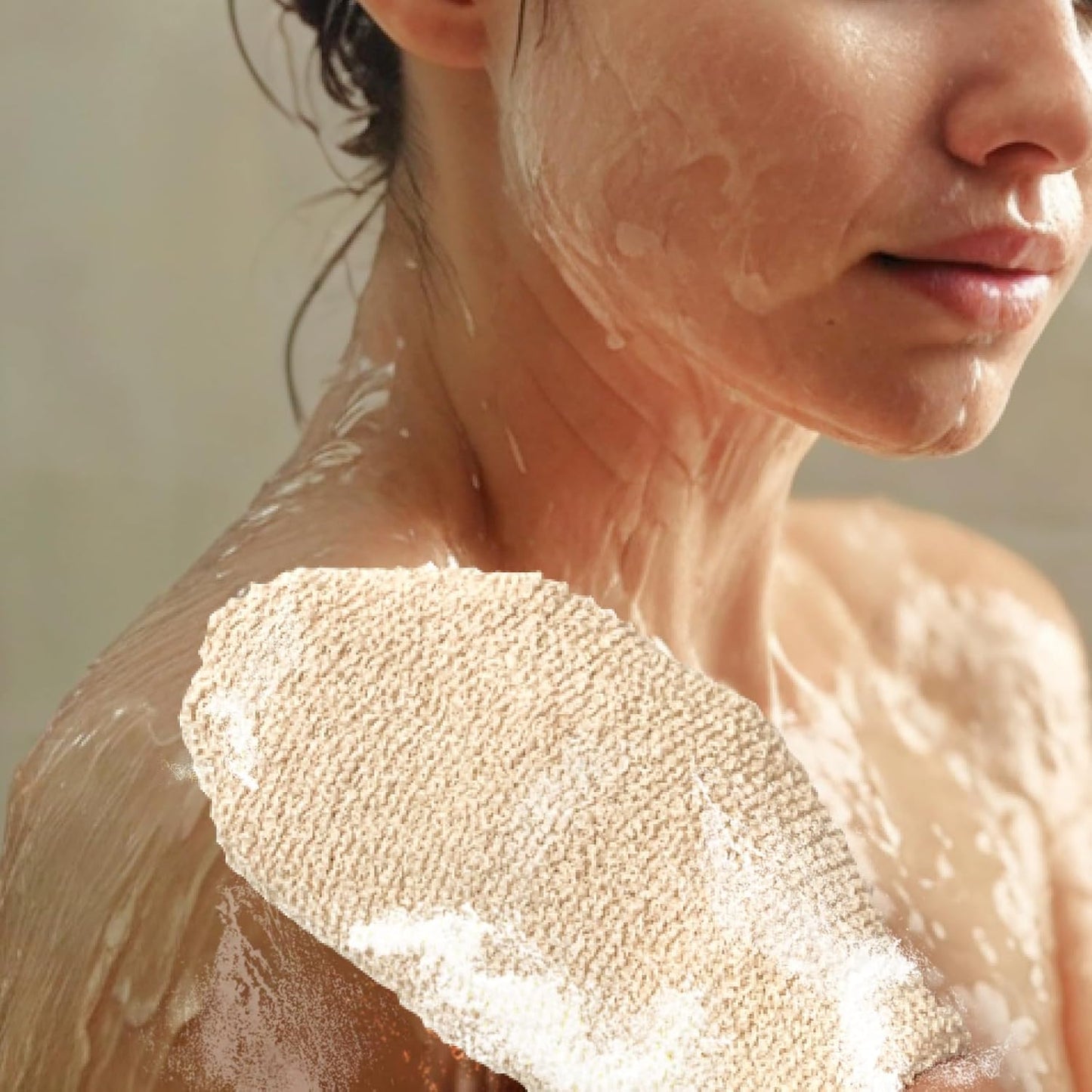 GUARD&MARINE Natural Shower Mitts - Hemp Bath Gloves for Skin Exfoliation, Mitt Washcloth for Body Scrub and Cleansing - Soft Loofah for Men and Women - Set of 2 Wash Mittens