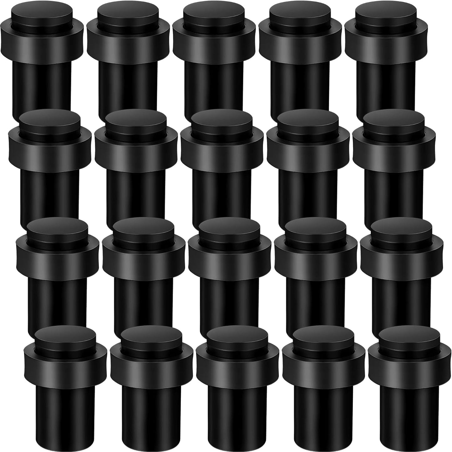 Chumia 30 Pcs Door Stopper Mounted Floor Stops Stainless Steel Cylindrical Stopper Modern Decorative Rubber Bumper Stops Holder Wall Protector for Bottom or Top of Door (Black)
