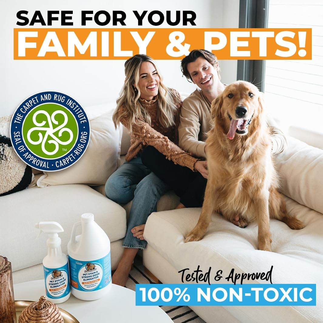 FurryFreshness Extra Strength Cat or Dog Pee Stain & Permanent Odor Remover + Smell Eliminator -Removes Stains from Pets & Kids Including Urine or Blood- Lifts Old Carpet Stains- (Gallon)