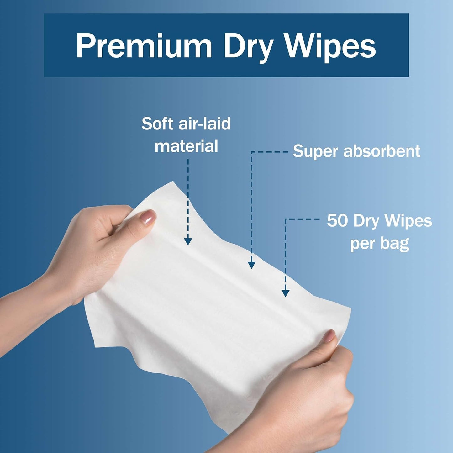 Dry Wipes for Adults - Case of 800 Unscented Disposable Washcloths - 10" x 13" Non Woven Wipes for Incontinence and Senior Care