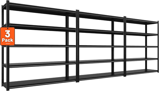 72" H Garage Shelving 2000LBS Heavy Duty Storage Shelves Adjustable 5 Tier Metal Shelves for Storage Garage Industrial Shelving Utility Racks,16" D x35.5 Wx72 H,Black