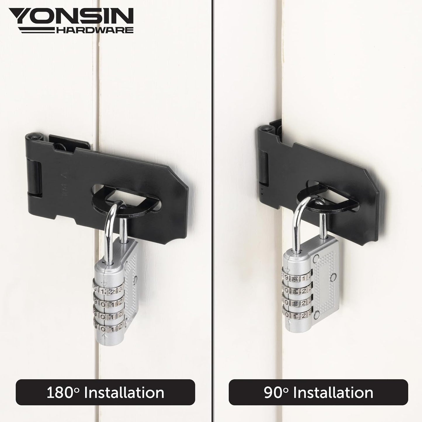 3" Door Padlock Safety Hasp Latch, Door Hasp Clasp Lock Gate Shed Hasp Latch Lock for Door Window Cabinet Pet Cage Toolbox Shed Fence, 304 Stainless Steel, Matte Black Finish, 1 Pack