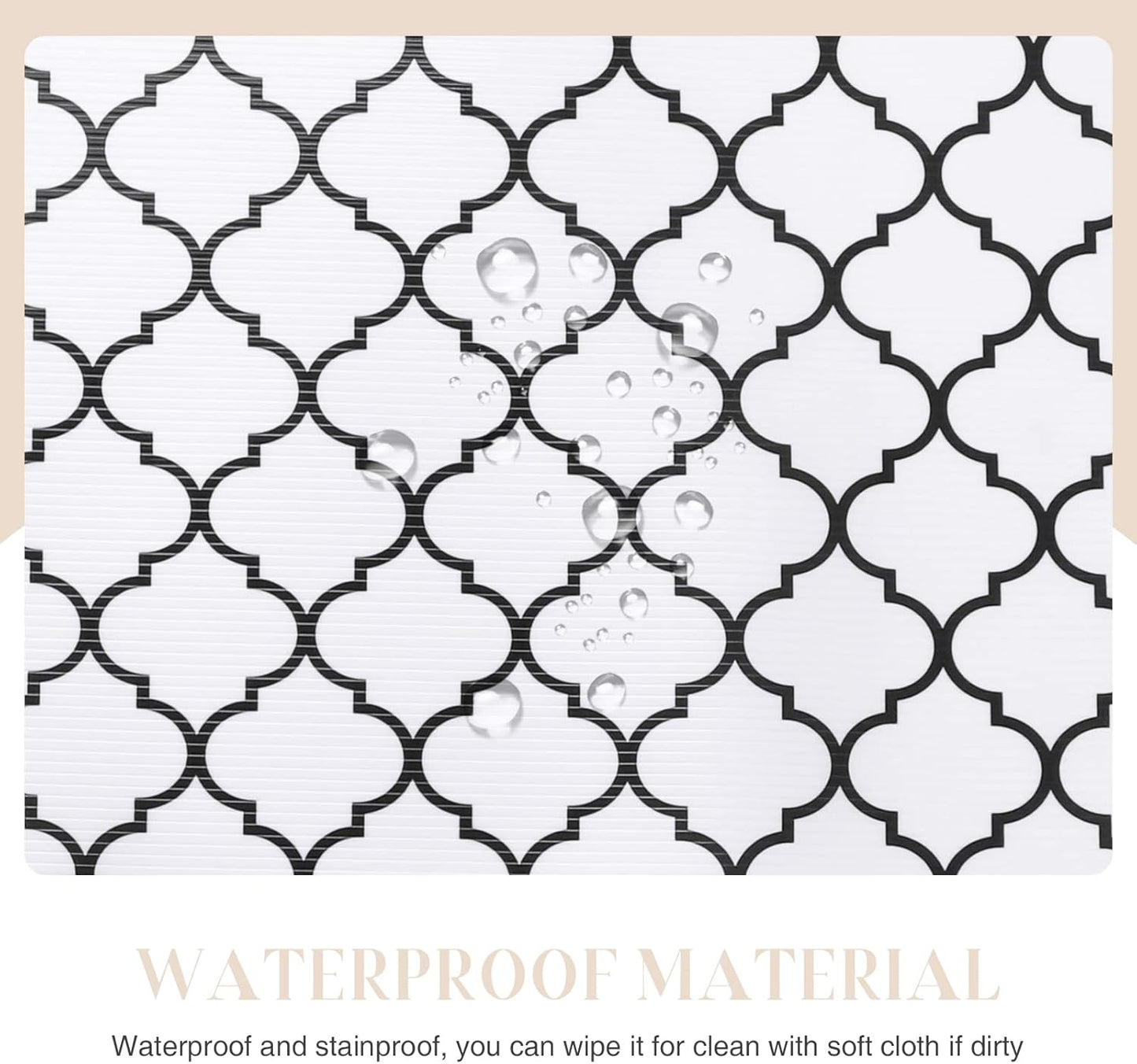 Glotoch Shelf Liner for Kitchen Cabinets,12" x 20Ft Non Adhesive Drawer Liners for Kitchen Cabinets,Waterproof and Durable Refrigerator Liners, Cabinet Liner for Shelves Fridge Black and White