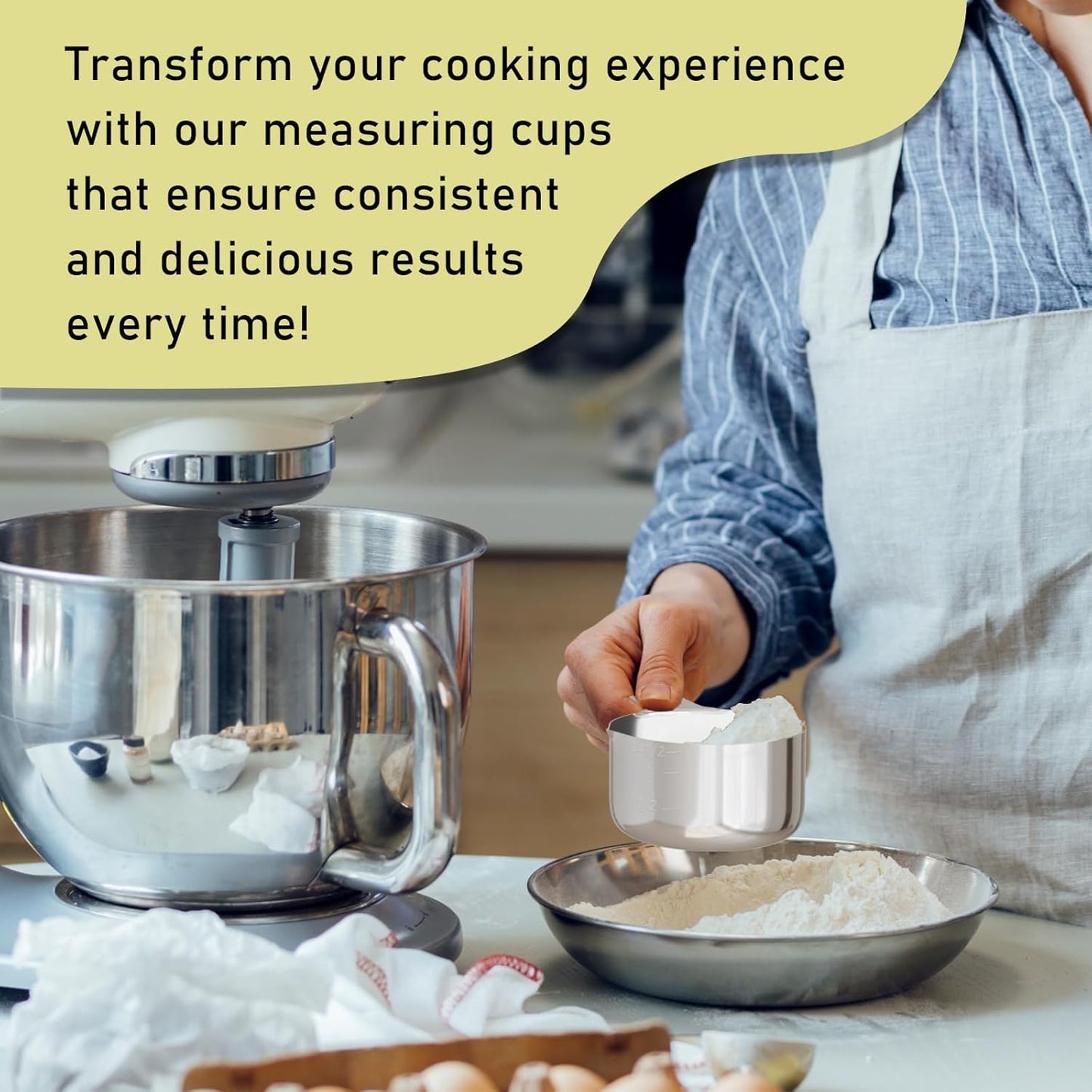 2PCS 1-1/2Cup (360ml, 12oz) Single Measuring Cup, Stainless Steel Measure Scoop, Metric and US Measurement, Dishwasher Safe