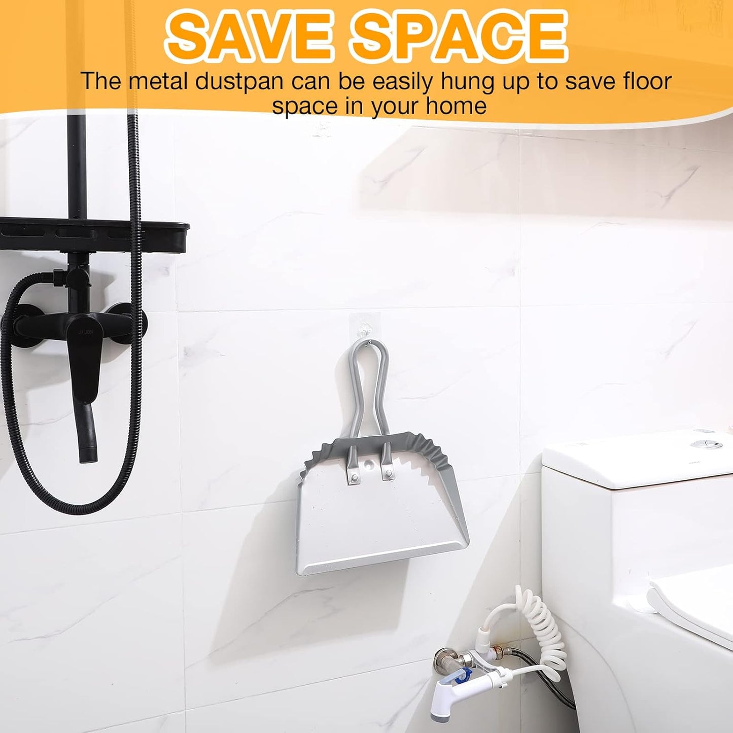 Mumufy 4 Pack 12 inch Heavy Duty Metal Dustpan Large Wide Dust Pans for Household Handheld Wide Scooper and Debris Cleaning Tool Ideal for Home and Commercial Use (Silver)