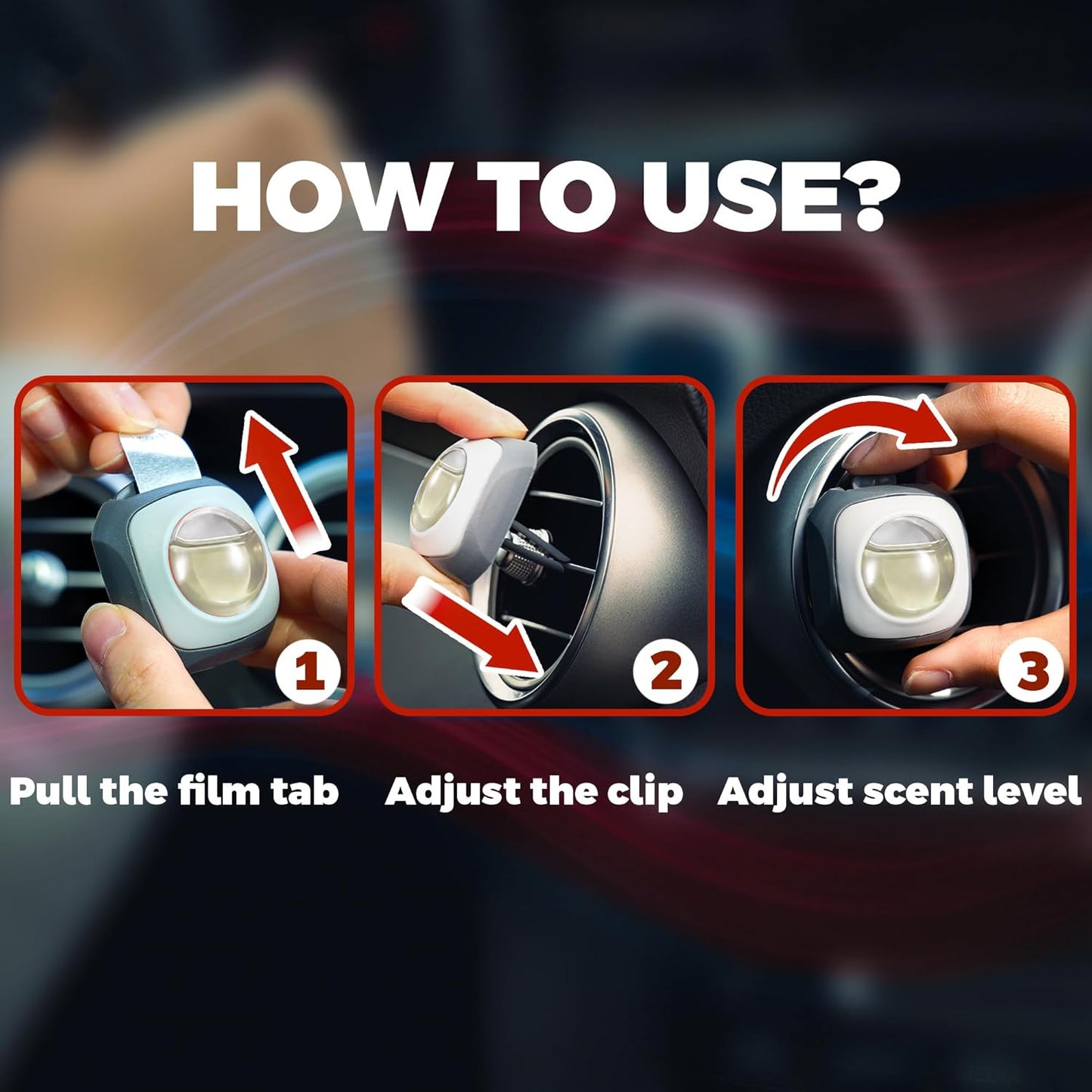 Air Jungles Ultra Berry Scent Car Air Freshener Clip, 6 Vent Clips, 4ml Each, Long Lasting Air Freshener, Up to 180 Days Car Refresher Odor Eliminator