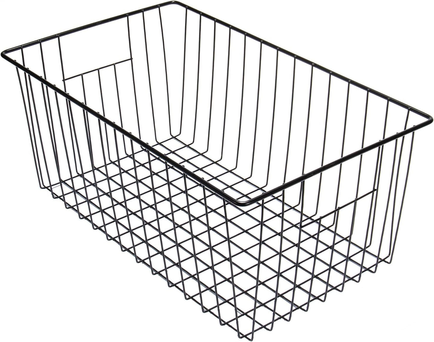 16" L x 12" W Wider Freezer Storage Organizer Baskets Container, Deep Metal Wire Chest Upright Refrigerator Divider with Built-in Handles for Cabinet, Pantry, Closet, Kitchen, Black