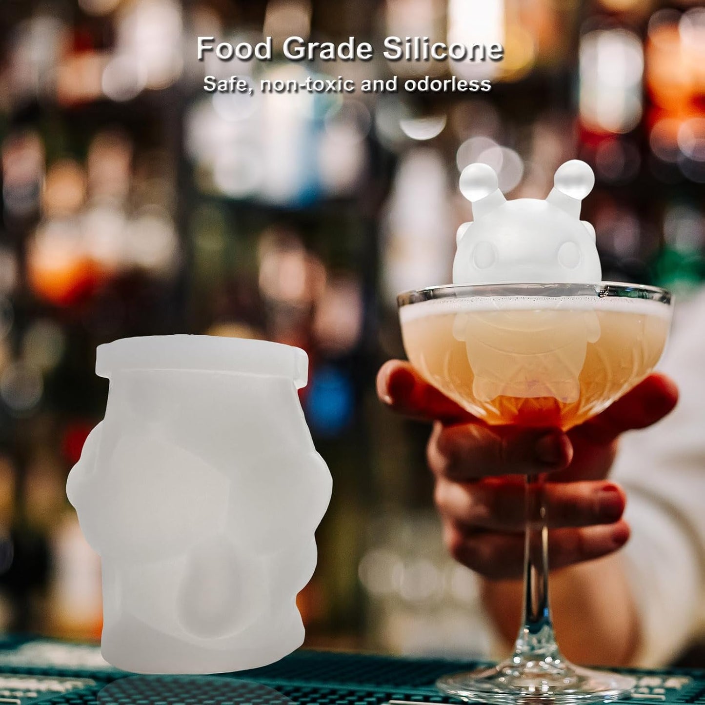 3D Bee Ice Cube Silicone Molds Tray for Whiskey, Cocktail, Drink Decor, Bar; Rich Details. Cute Bees Gifts for Women Kids Girls Boys, Fun Animal Insect Shape Soap Epoxy Resign Mold; 2 Pack