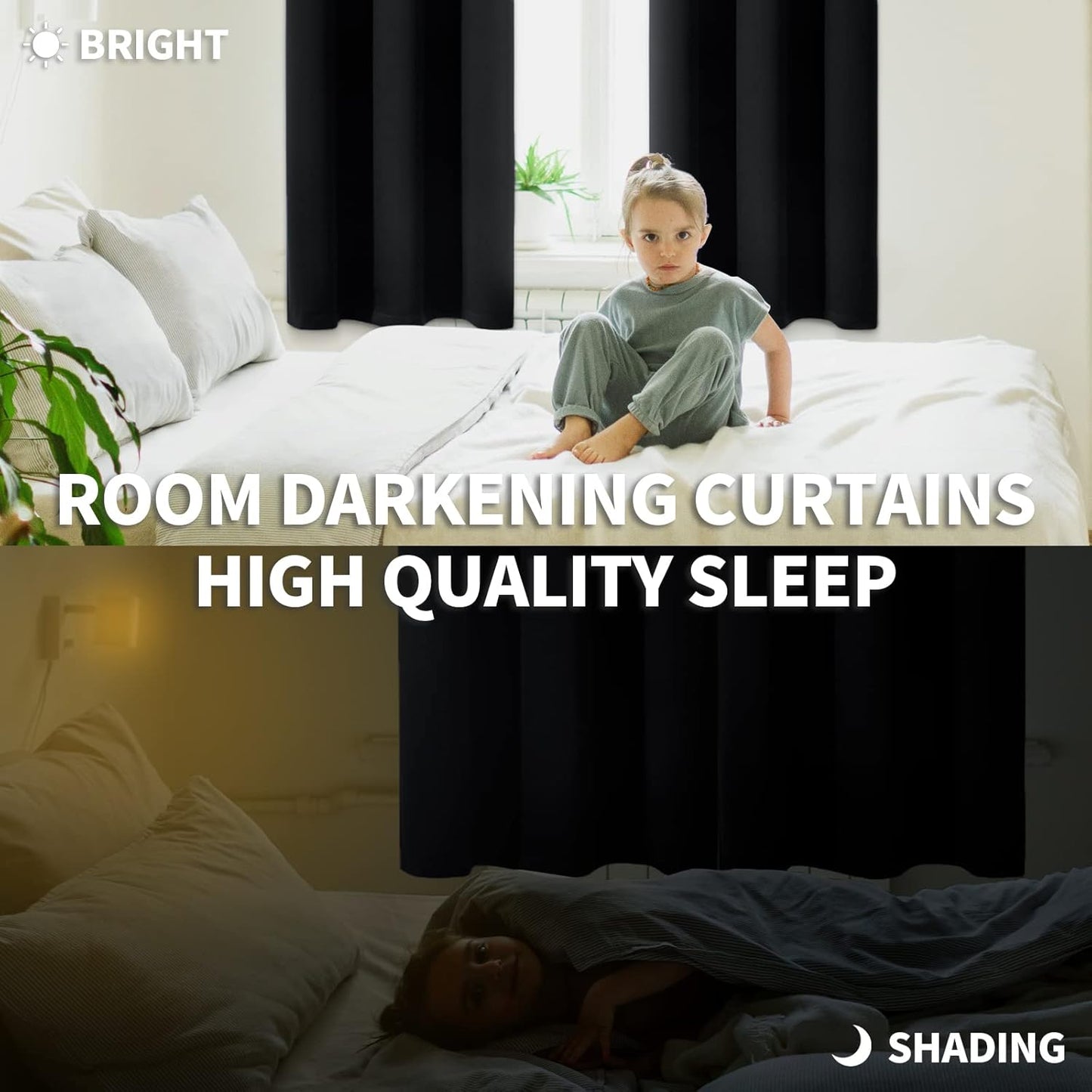 BGment Rod Pocket Blackout Curtains for Bedroom - Thermal Insulated Room Darkening 52 Width 63 Inches Length Window Curtain for Living Room, 52 x 63 Inch, 2 Panels, Black