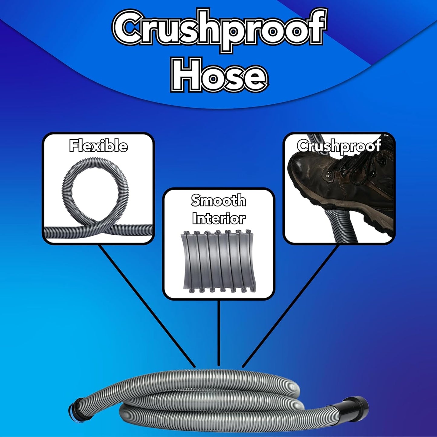 Cen-Tec Systems 94709 Quick Click 16 Ft. Hose for Home and Shop Vacuums with Expanded Multi-Brand Power Tool Adapter Set for Dust Collection