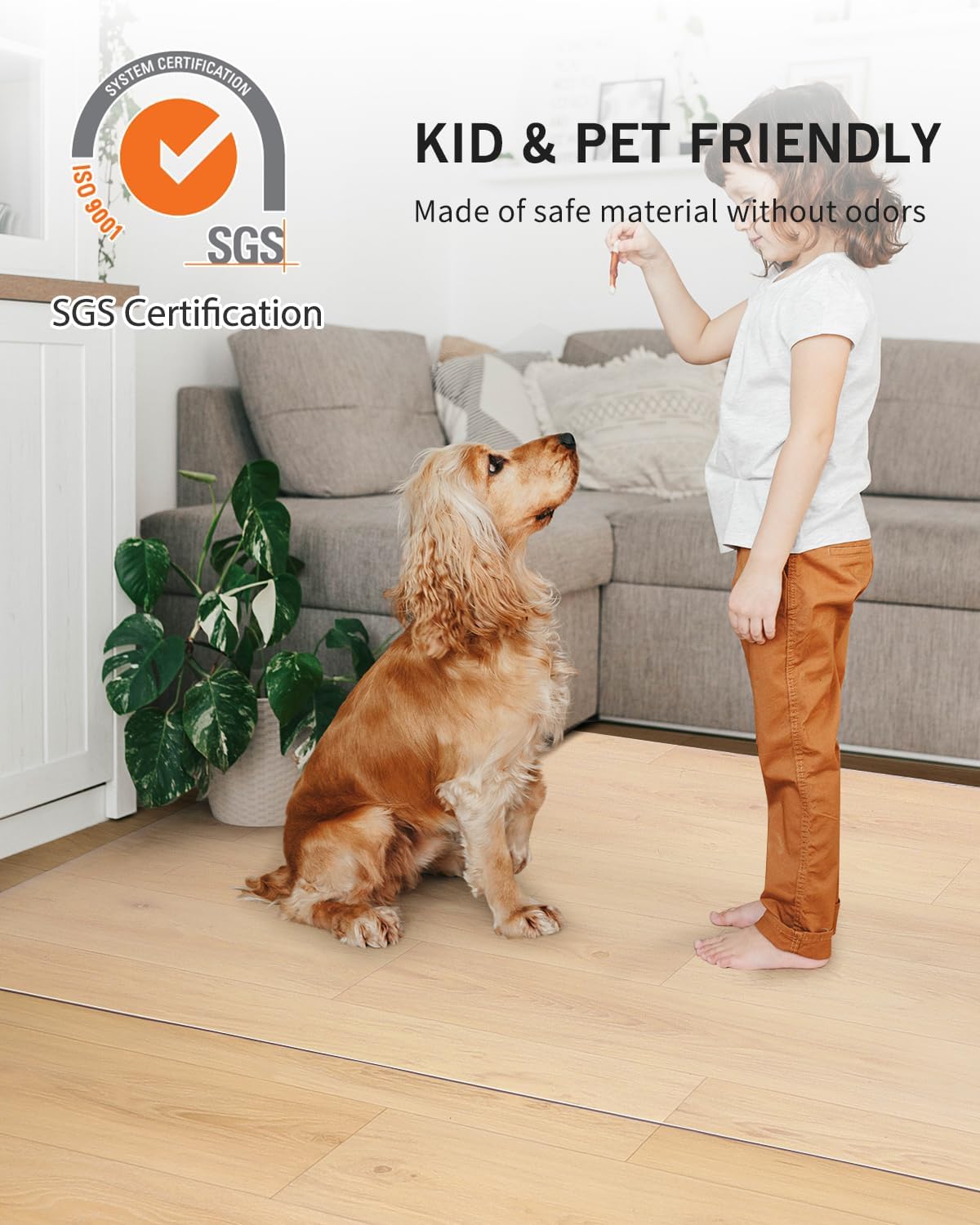 Area Mat for Hard Floor, 3'×5' Transparent PVC Area Rug for Home, Waterproof Durable Floor Protector for Dining Room, Large Anti-scratch Floor Mats for Laundry Room, Baby Play, Kitchen, Pet Litter Mat