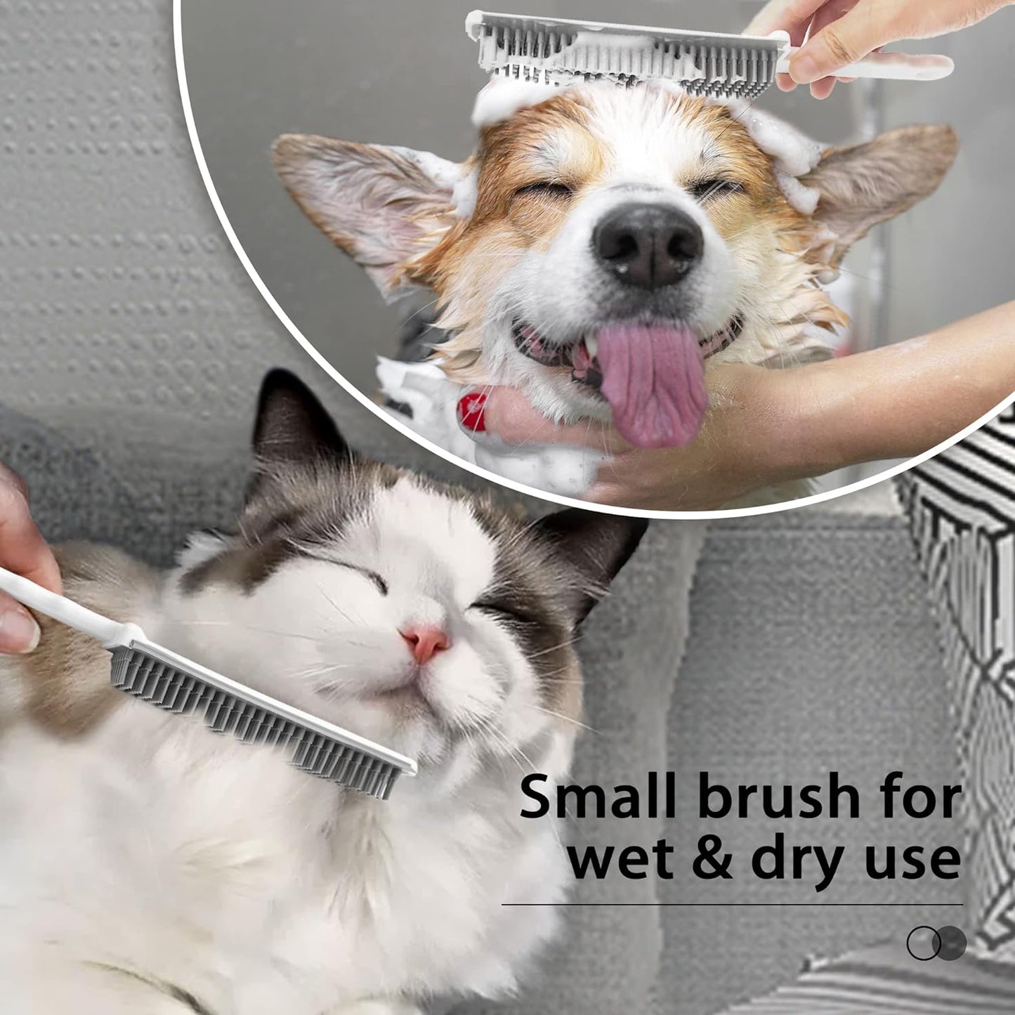 JEHONN Rubber Broom Carpet Rake Brush for Pet Hair with Squeegee, 52.8 inches Long Handle Silicone Fur Scraper Removal Tool with Detailing Lint Comb for Rug, Tile, Hardwood Floor Cleaning (Blue)