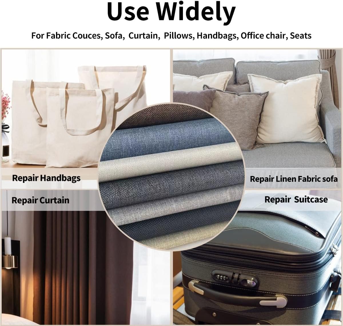 Fabric Repair Patches, 17X158 Inch Linen Repair Tape Self-Adhesive Fabric Patches Durable, DIY Large Linen Tape for Sofa, Couches, Furniture, Chair, Clothing （17X158 Inch, Grey）