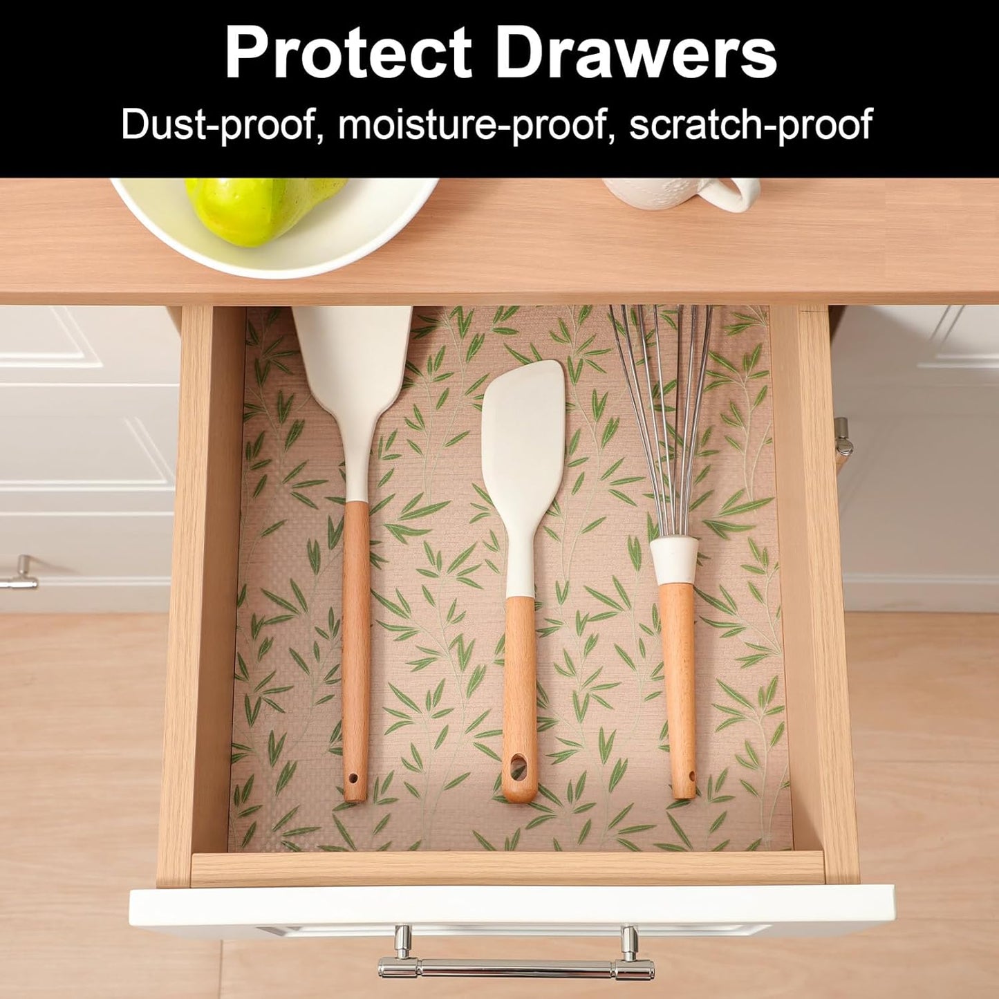 Cooyes Shelf Liners for Kitchen Cabinets Refrigerator Liners Waterproof & Oil-Proof Kitchen Cupboard Liner Drawer Mats EVA Material Non Adhesive Fridge Liner for Shelves