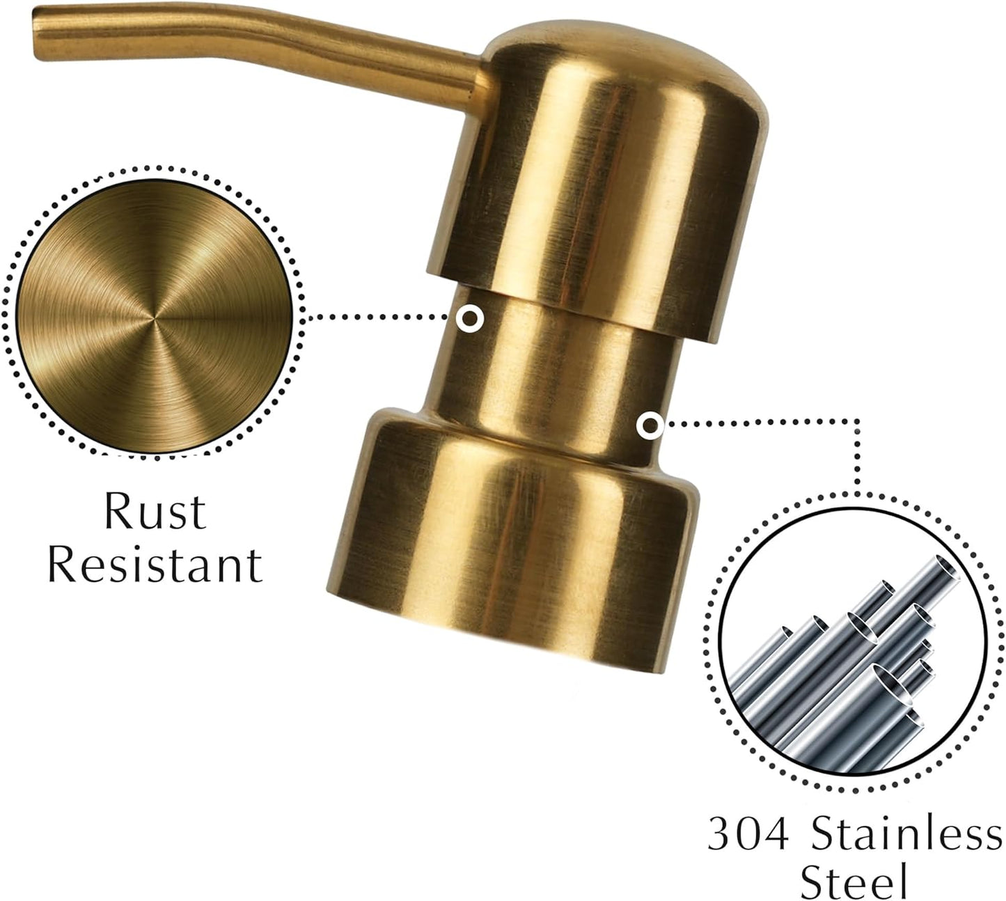 Emerson Essentials Glass Soap Bottle Dispensers, 2 Pack, Stainless-Steel Pumps Rust-Free, Hand Set for Bathroom Kitchen Sink, Liquid Lotion Shampoo Jars with 4 Waterproof Labels, 16 Oz Amber/Gold