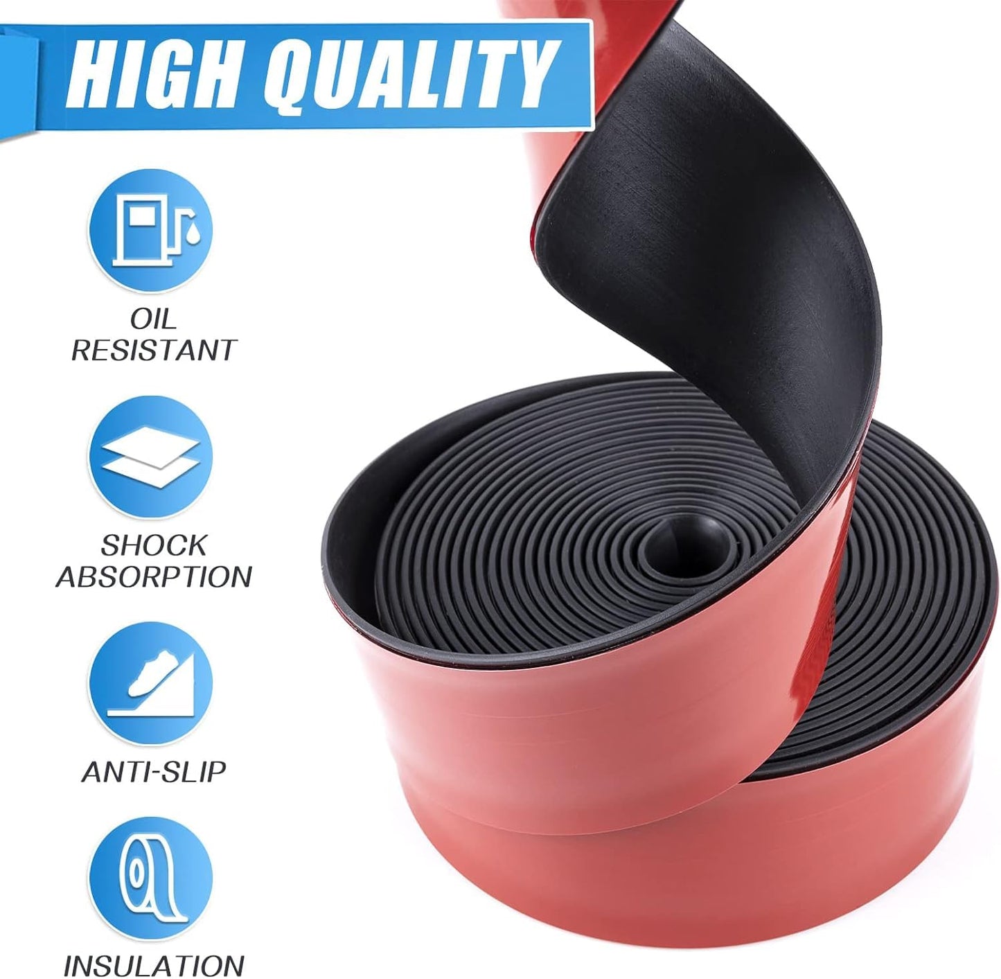 Adhesive Rubber Strips Neoprene Rubber Sheets, Rolls & Strips with Adhesive Backing Rubber Pads Self Stick Seal Rubber Gasket Adhesive Back for Matting Padding - 2" Wide x 1/16" Thick x 10' Long