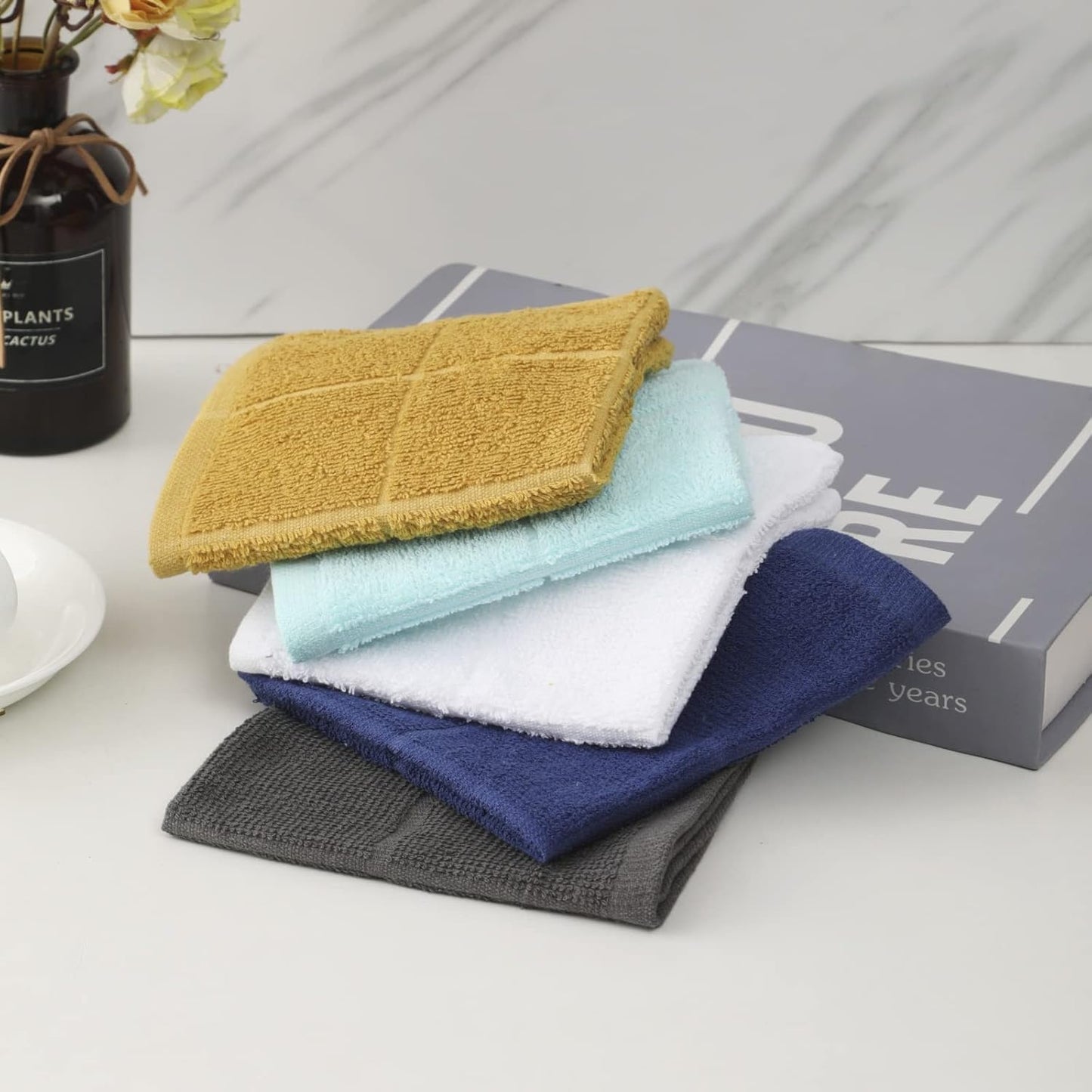 Glynniss Dishcloths Kitchen Highly Absorbent Dish Rags 100% Cotton Dish Cloths for Washing Dishes (Honey Gold)