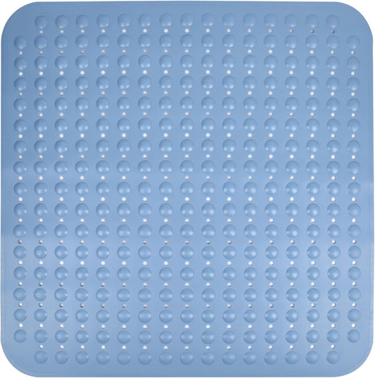 ENKOSI Extra Large Square Non Slip Shower Mat - 31 x 31-inch XL Bathroom Shower Mat - Square Shower Matts for Shower Stall Floors | Secure Suction Cups and Drain Holes (31x31 Light Blue)