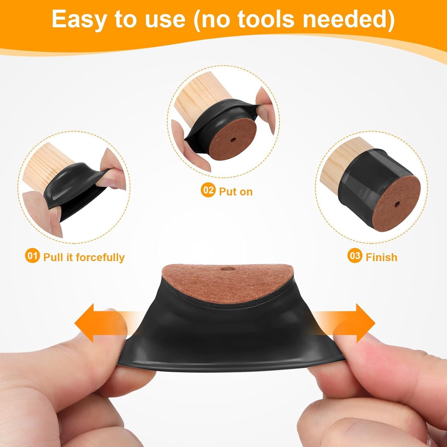 CHUNZEXI 32 Pack Chair Leg Floor Protectors for Hardwood Floors, Silicone Felt Covers Pads Caps, Protect Wood Furniture Feet Floors Noise Reduce and Scratch (Universal Large & Black)