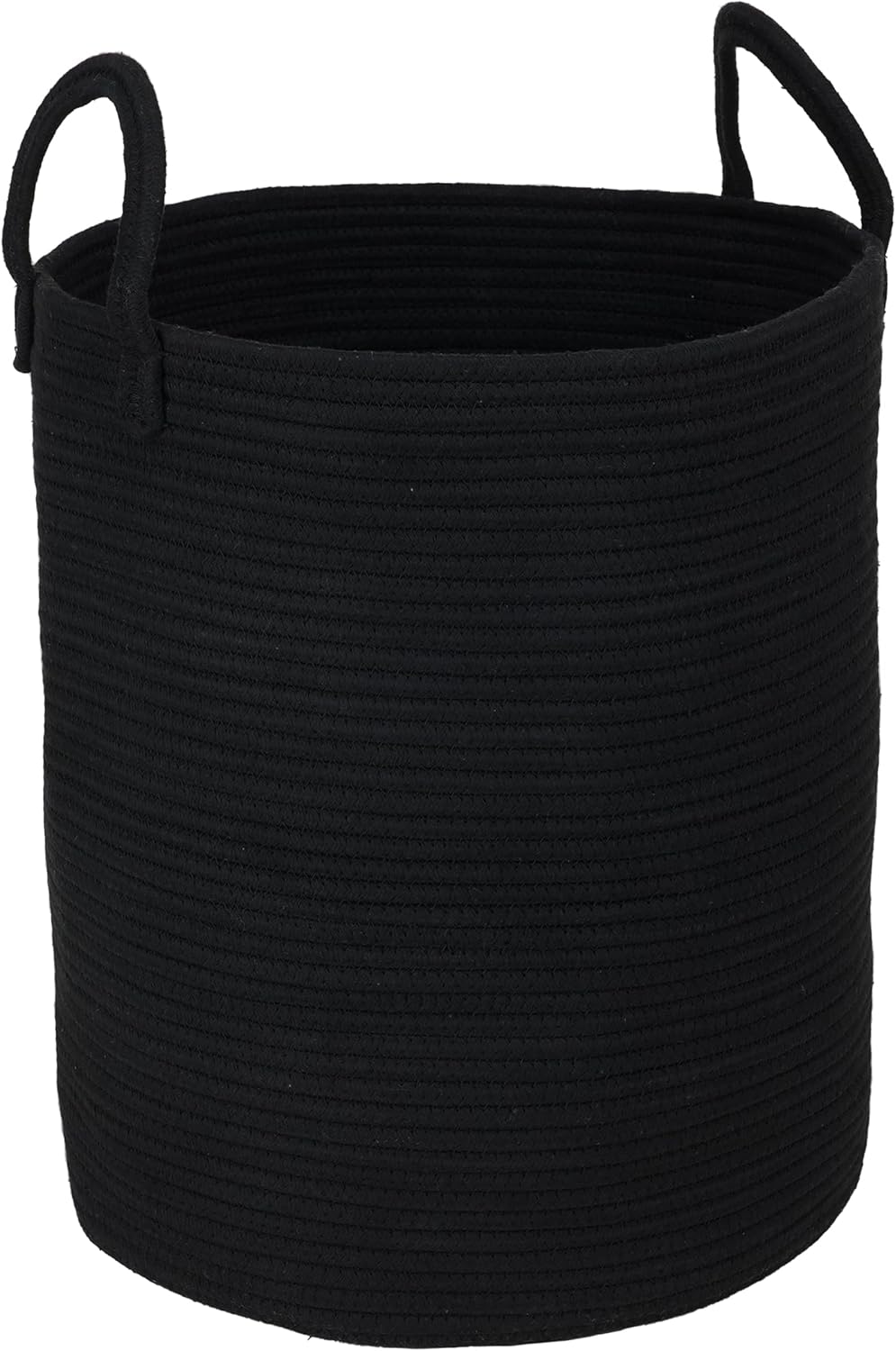 Black Cotton Rope Laundry Basket Hamper for Clothes Woven Storage Basket for Living Room Bedroom Boho Tall Rope Baskets for Blanket Toys Pillow Towels Baby Nursery Hamper Bin Large
