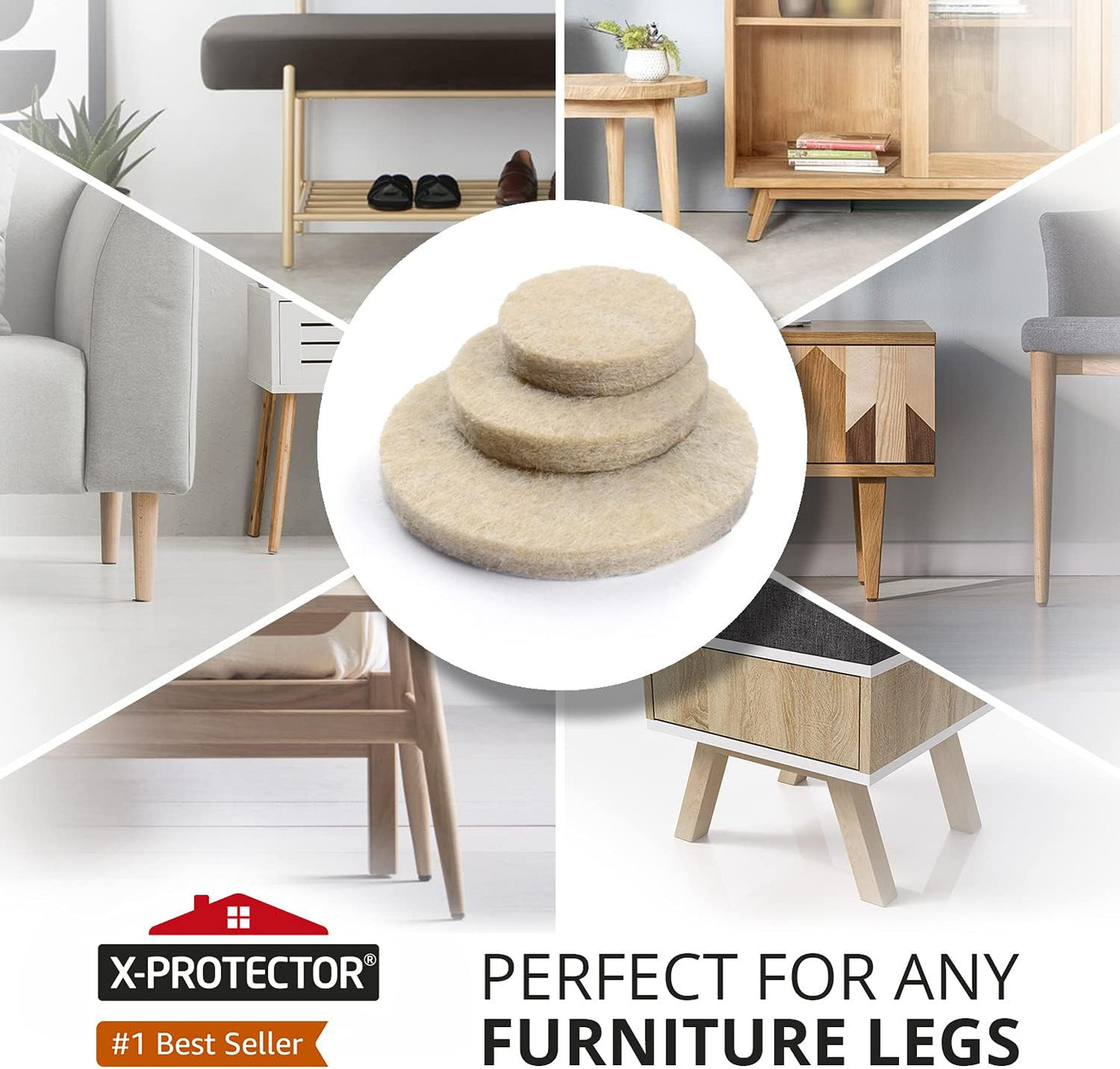 Felt Furniture Pads X-PROTECTOR 181 PCS Premium Furniture Pads - Felt Pads Furniture Feet Best Wood Floor Protectors - Protect Your Hardwood & Laminate Flooring!