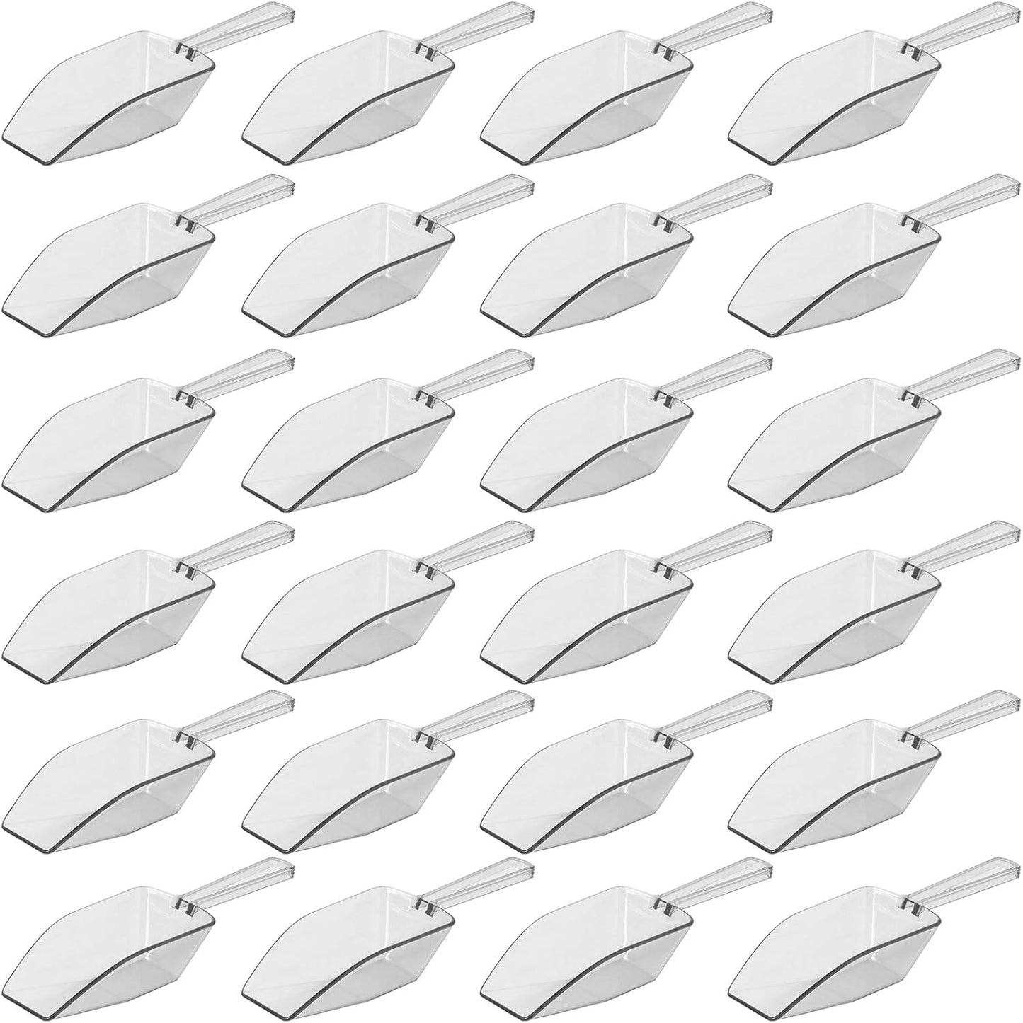Clear Mini Plastic Acrylic Scoops 24 Pcs | 5.5” Kitchen Scoop | Wedding Desserts | Candy Buffet, Ice Cream, Protein Powders, Coffee, Tea, Flour (24 Pack, 5.5")