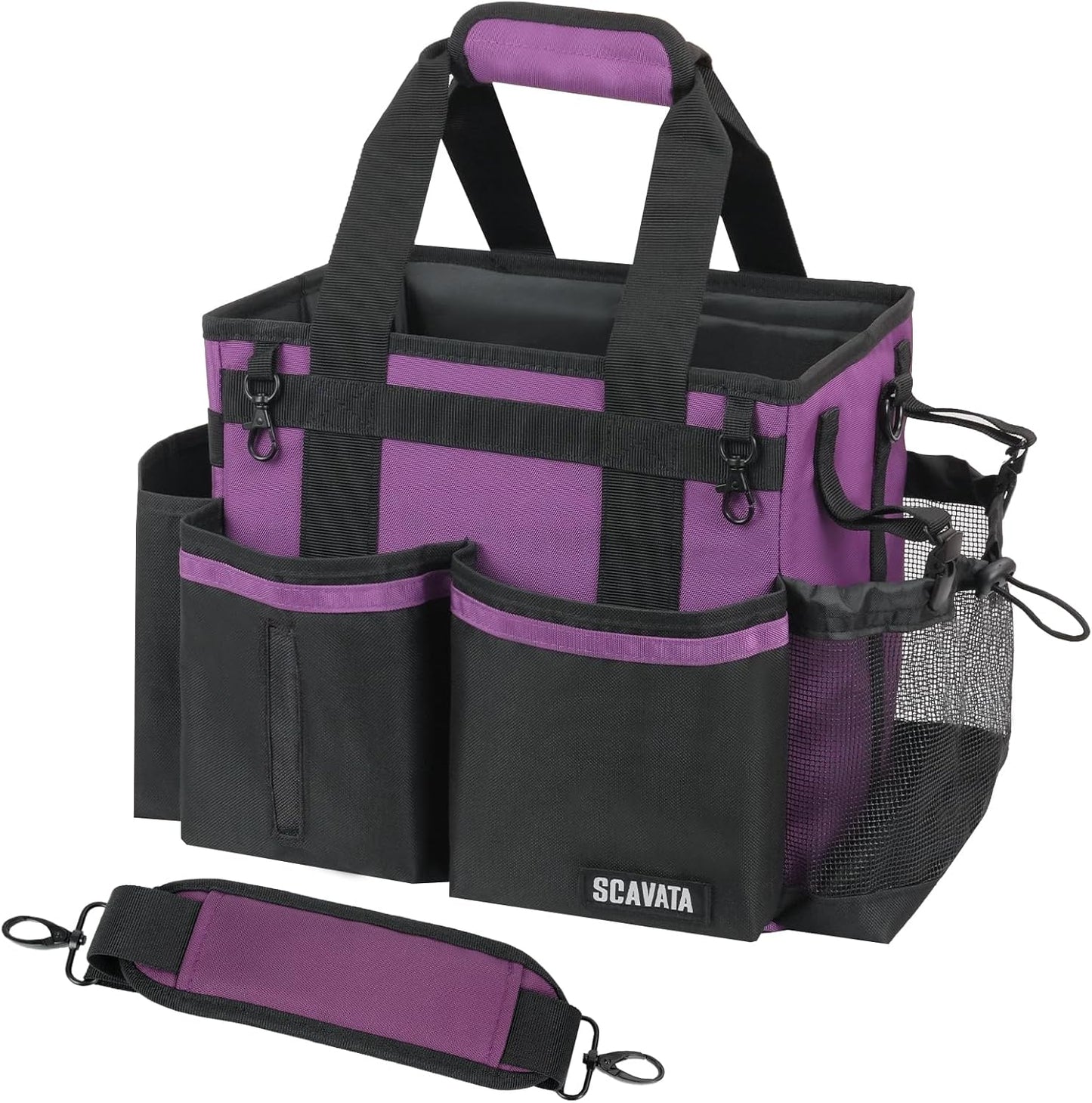 Compact Wearable Cleaning Caddy, Small Cleaning Caddy Supplies Organizer with Handle & Shoulder Straps for Housekeepers, Under Sink & Car Cleaning Tool Organizers Bag (RoyalPurple)