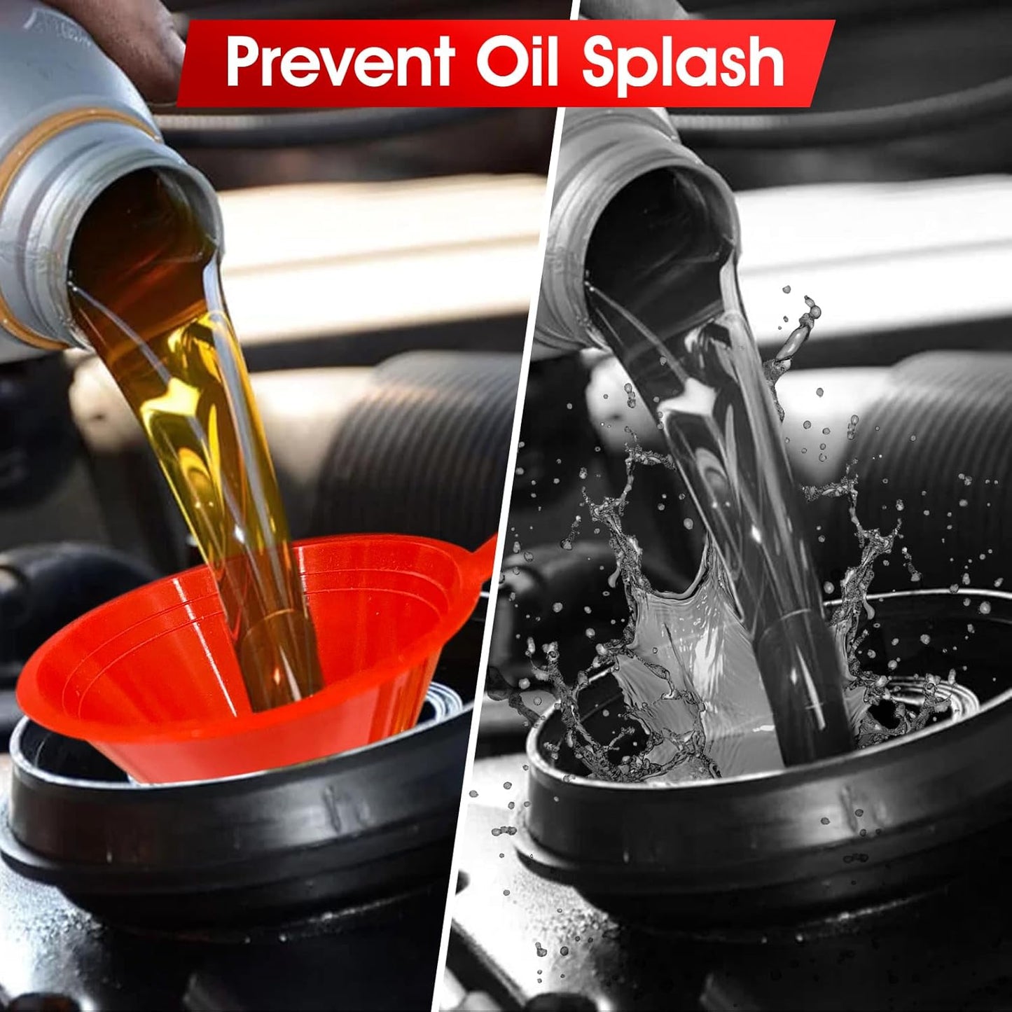 DEDC Oil Funnels, Gas Funnels, Plastic Funnel Set for Car, Automotive, Kitchen, Mini Small Large Red (4pcs Gas Plastic Funnel)