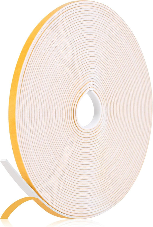 32Feet Weather Stripping Seal 1/4 Inch X 1/16 Inch for Door Window, High Density Foam Tape, Soundproofing, Insulation Strip, Door Sealers for Door Frame- White