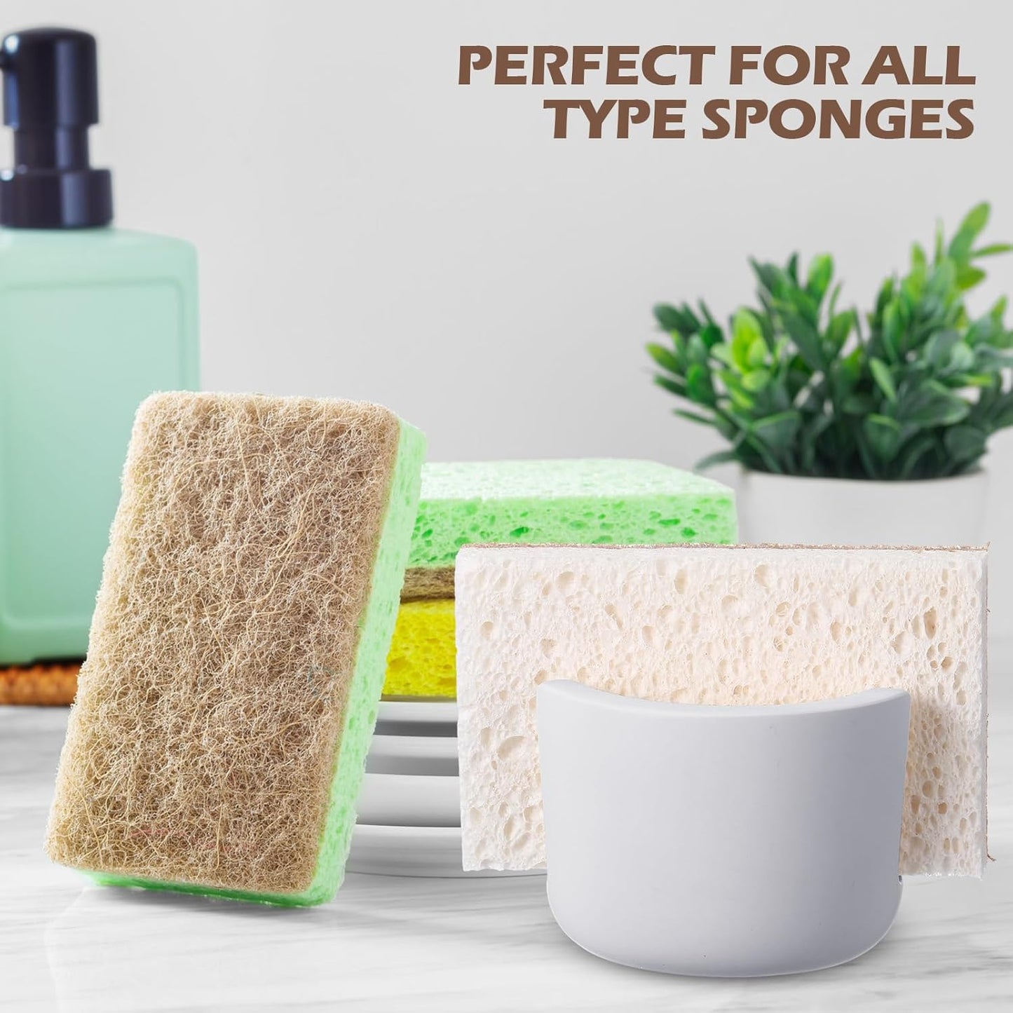 Geelin 2 Pack Diatomite Stone Sponge Holder for Kitchen Sink Absorbent Sponge Drying Rack Dish Organizer Kitchen Accessories Sink Tray(Grey)