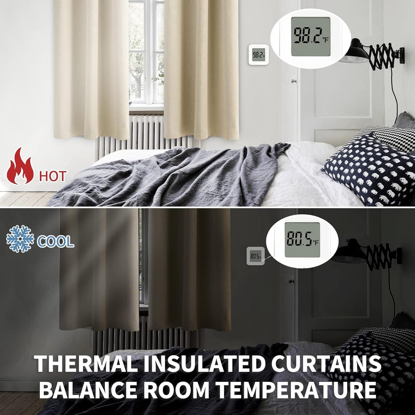 BGment Beige Blackout Curtains 63 Inches Length for Bedroom - Thermal Insulated Drapes Room Darkening with Rod Pocket for Living Room, 42 x 63 Inch, 2 Panels