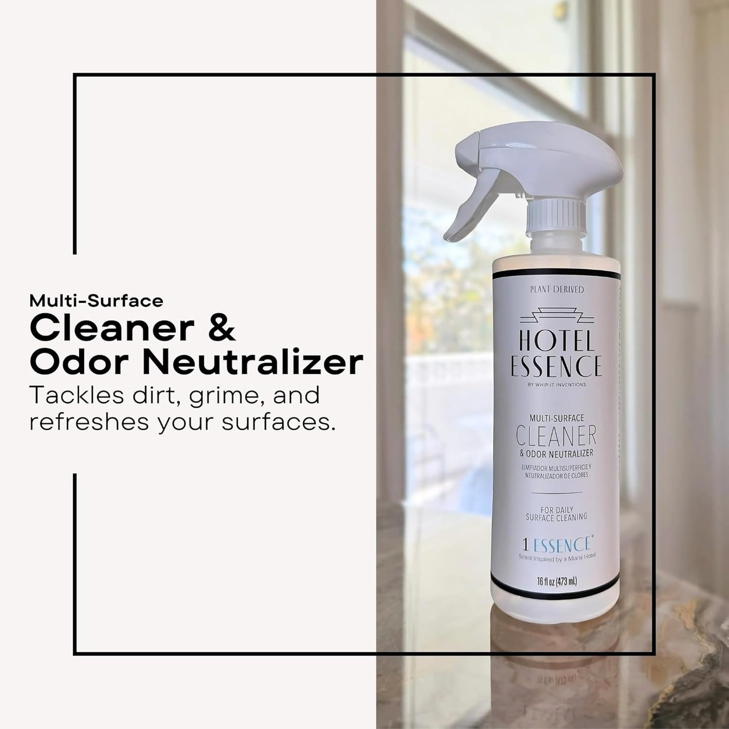 Hotel Essence Cleaner: Plant-Based Multi-Surface Cleaner & Odor Neutralizer, 16 oz, Leather, Cardamom, Lemon, Sandalwood, Cedarwood, Cinnamon, Vetiver, Amber, Musk, Iris, 16 Fl Oz (3)