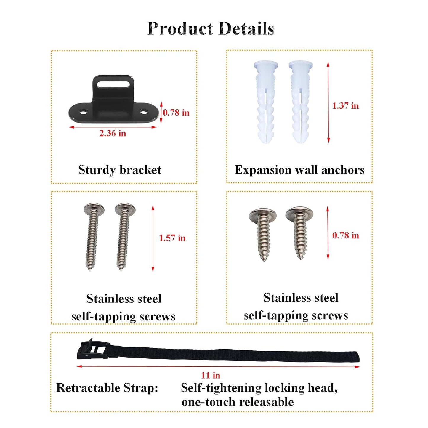 Anti Tip Furniture Anchors (2 Sets),Heavy Duty Furniture Wall Anchor,Adjustable Earthquake Straps,Furniture Anchors for Baby Proofing,Black