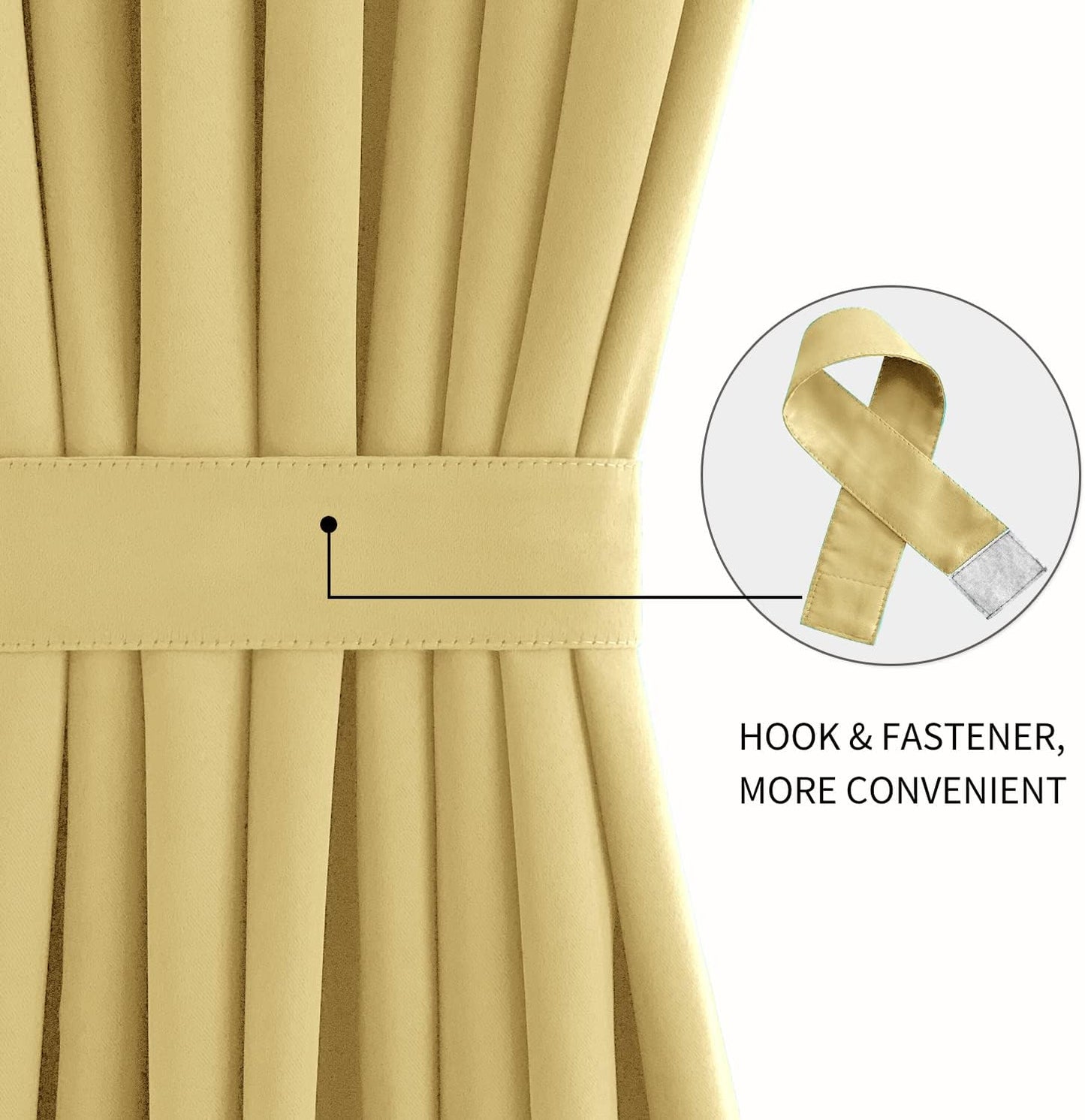 DWCN French Door Curtains – Rod Pocket Thermal Blackout Curtain for Doors with Glass Window, Kitchen and Patio Doors for Privacy, 25 X 40 Inches Long, 1 Curtain Panel with Tieback, Light Yellow