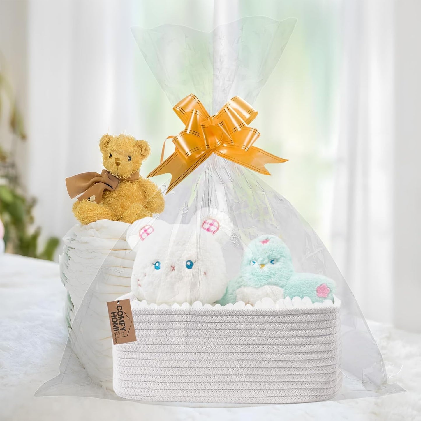 COMFY-HOMI 13" x 8.5" x 5.1" Storage Baskets for Organizing | Cotton Rope Woven Basket | Toy Storage Bin Box | Basket for Shelves, Closet Organizer Bin, Decorative Closet Shelf, 3 Pack, White