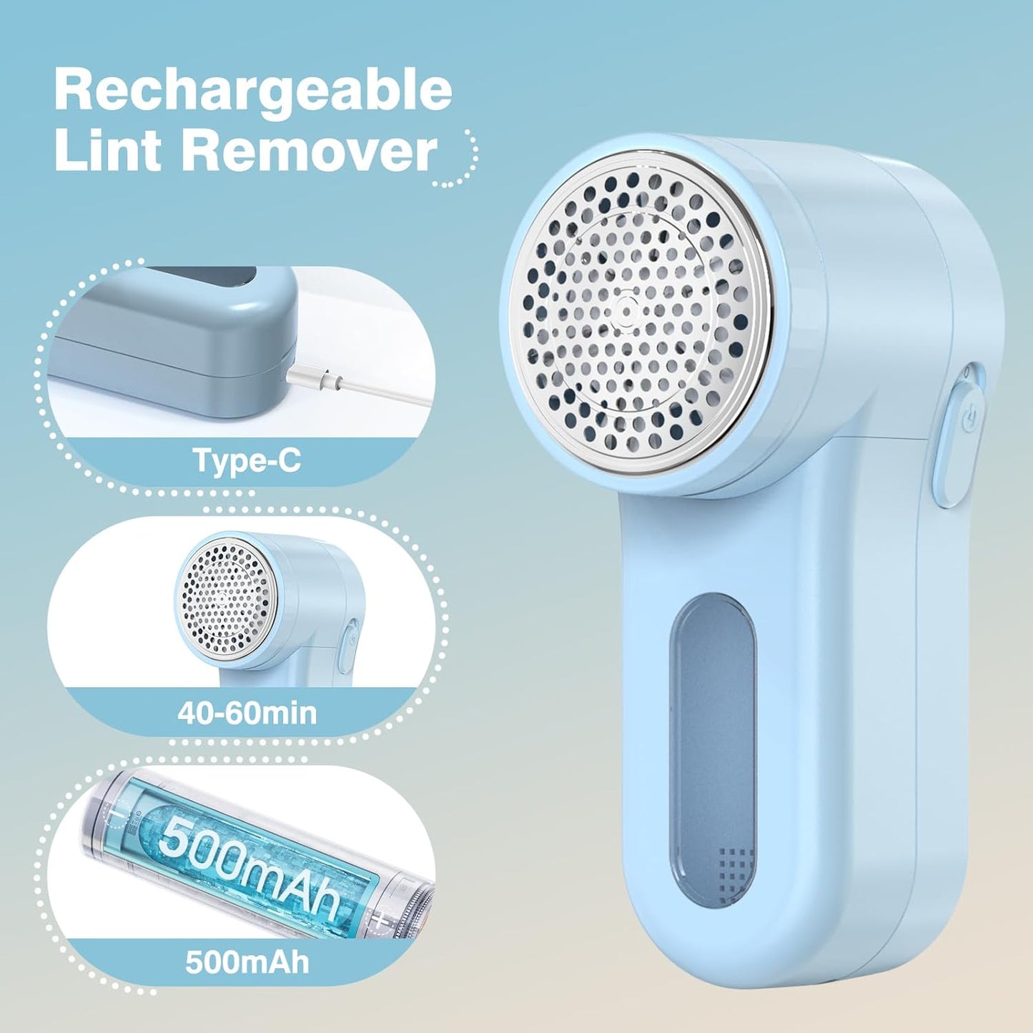 Fabric Shaver Lint Shaver, Electric Lint Remover with 13-Blades, Sweater Shaver USB Rechargeable Fabric Pilling Remover for Clothes, Couch, Beddings