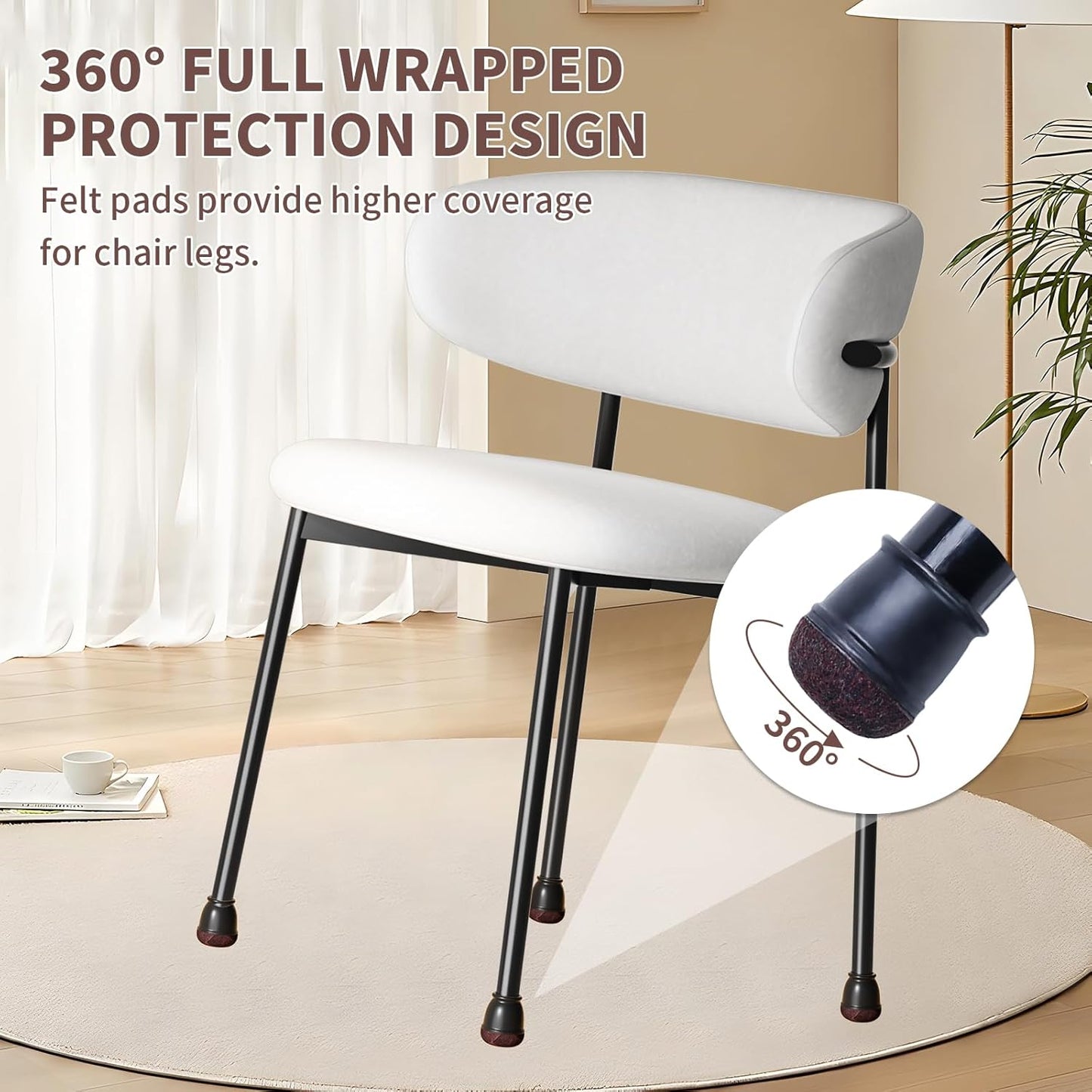 Ezprotekt 24 Pcs Extra Small Round Chair Leg Floor Protectors for Wooden & Ceramic Tiles Floors, Felt Silicone Furniture Pads Caps for Dining Table, Bar Chair Legs, Black (XS Fit: 2/5" - 11/20")