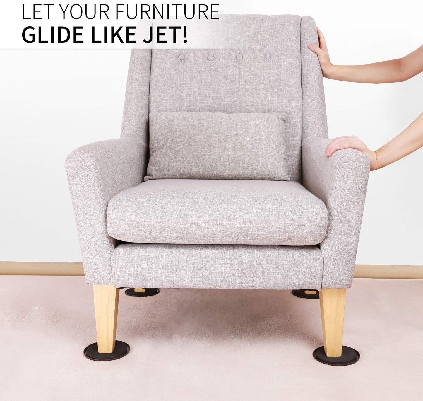 Ezprotekt 8 Pack Reusable Large Furniture Movers Sliders for Carpet, 5" Square Furniture Moving Pads, Carpet Sliders for Heavy Duty Sofa Bed Couch Fridge, Move Items Easily and Quickly (Black)