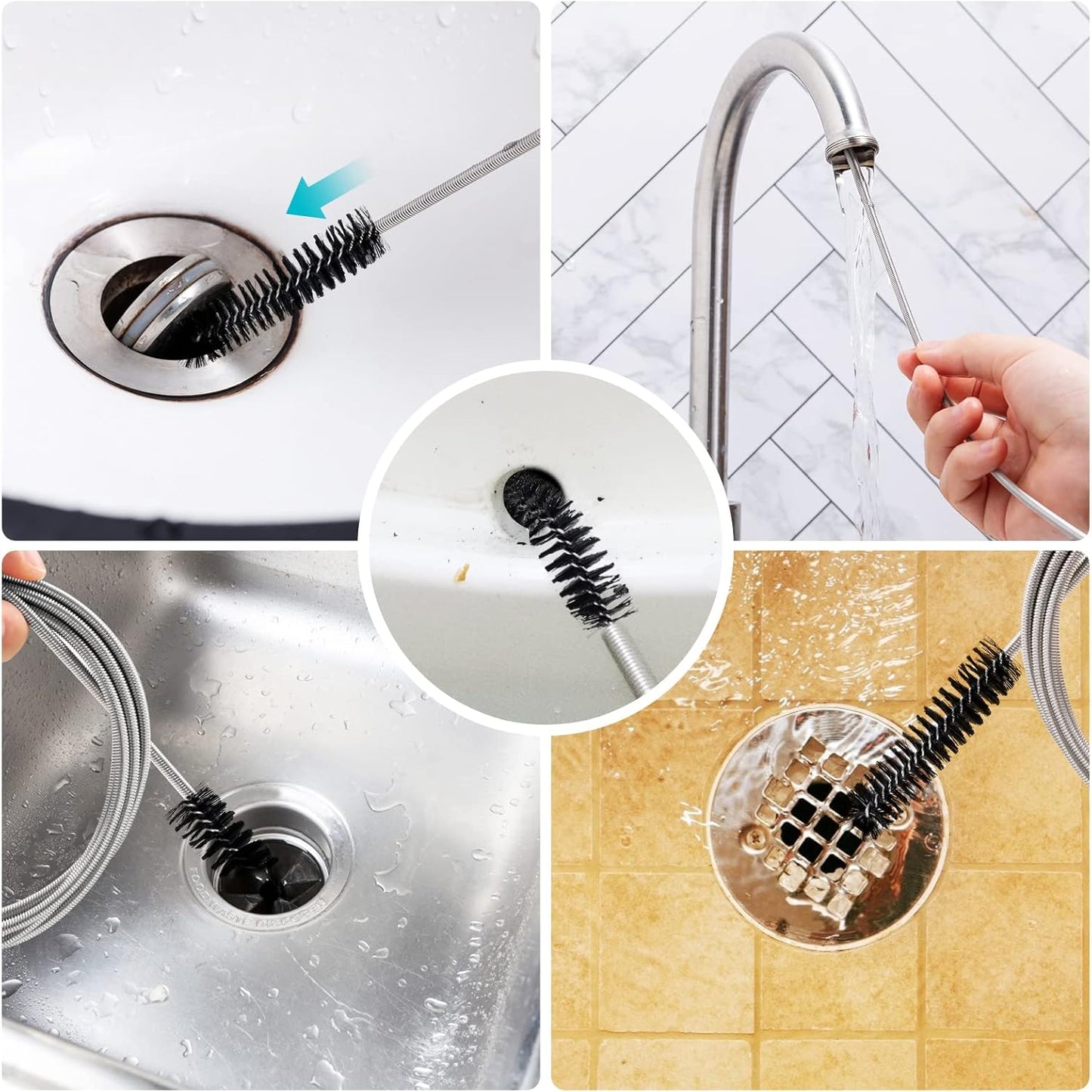 Drain Brush Pipe Cleaning Brush Slim Drain Hole Cleaning Tool Hose Flexible Feeding Tube Cleaning Brush Black Color