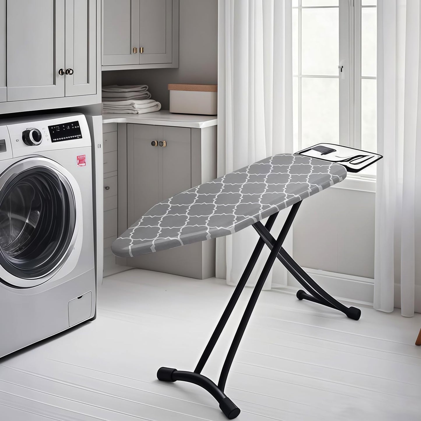 Ironing Board Cover with Two 5MM Thick Feltpads,15"x48"Heat Resistant Replacement Ironing Board Cover and Pad,Fits Standard Ironing Boards,Durability and Easy to Install