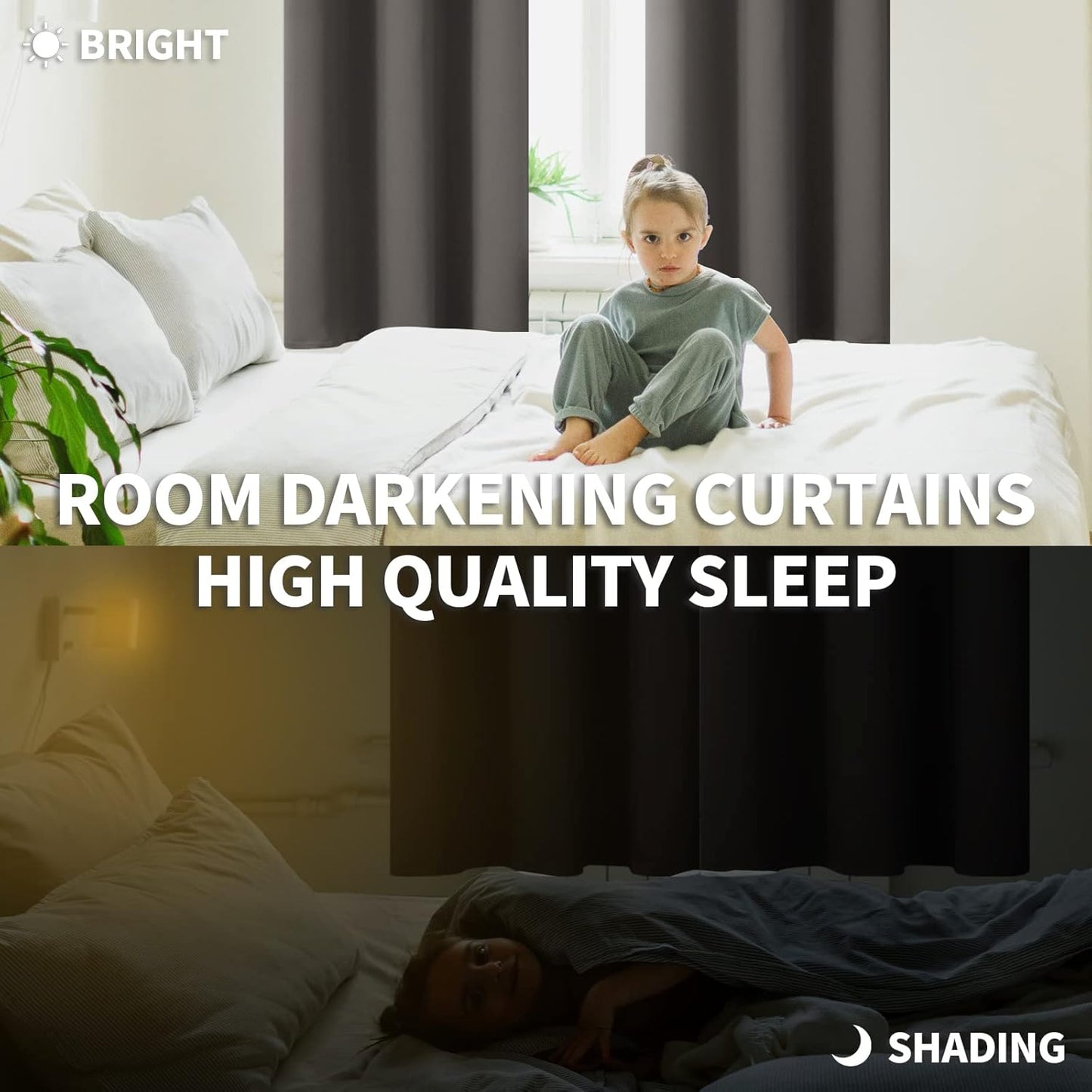 BGment Rod Pocket Blackout Curtains for Bedroom - Thermal Insulated Room Darkening Curtain for Living Room, 52 x 84 Inch, 2 Panels, Grey