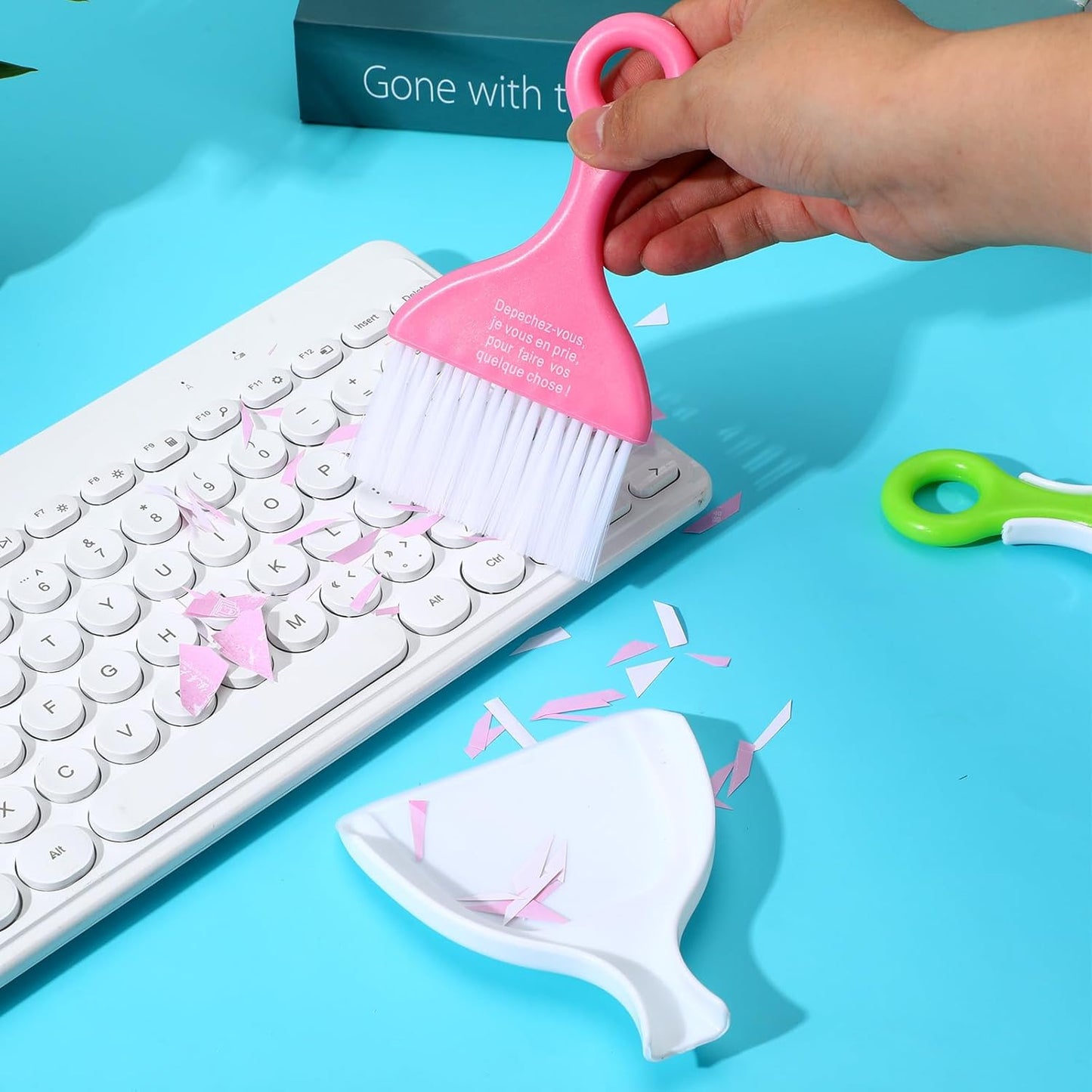 3 Pcs Mini Broom and Dustpan Set, Compact Cleaning Sweep, Mini Broom and Brush Set for Table Desk Car Keyboard Countertop