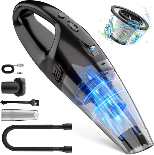 Handheld Vacuum Cordless Rechargeable, 1.65LBs Hand Held Vacuum Cordless, Car Vacuum Portable with LED, USB Charge, for Car/Home/Pet