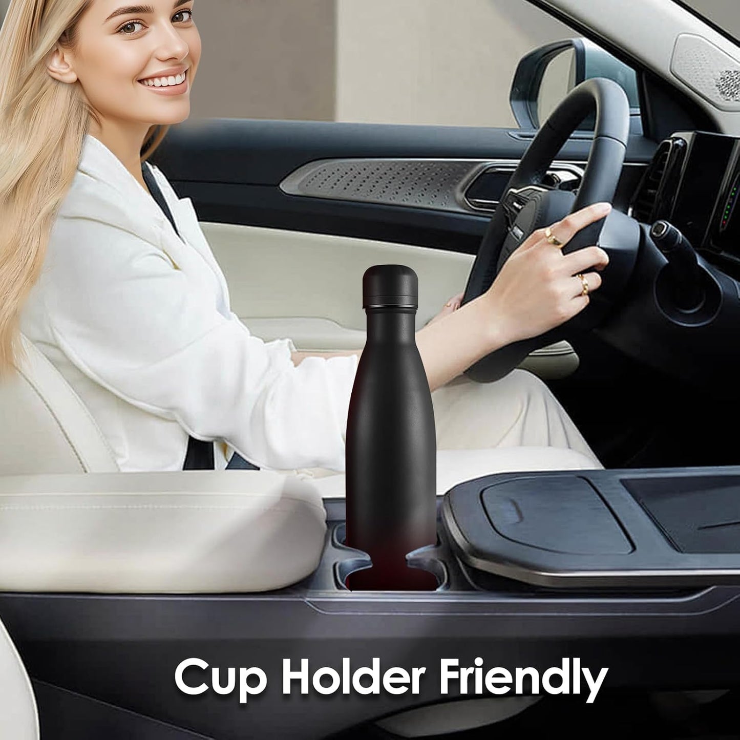 17oz Cola-Bottle Shaped Stainless Steel Leak-proof Water Bottle,Double Wall Vacuum Insulated Metal,Travel Mug For Sports Indoors & Outdoors,BPA-Free School Kids Flasks,Black(12Pack)