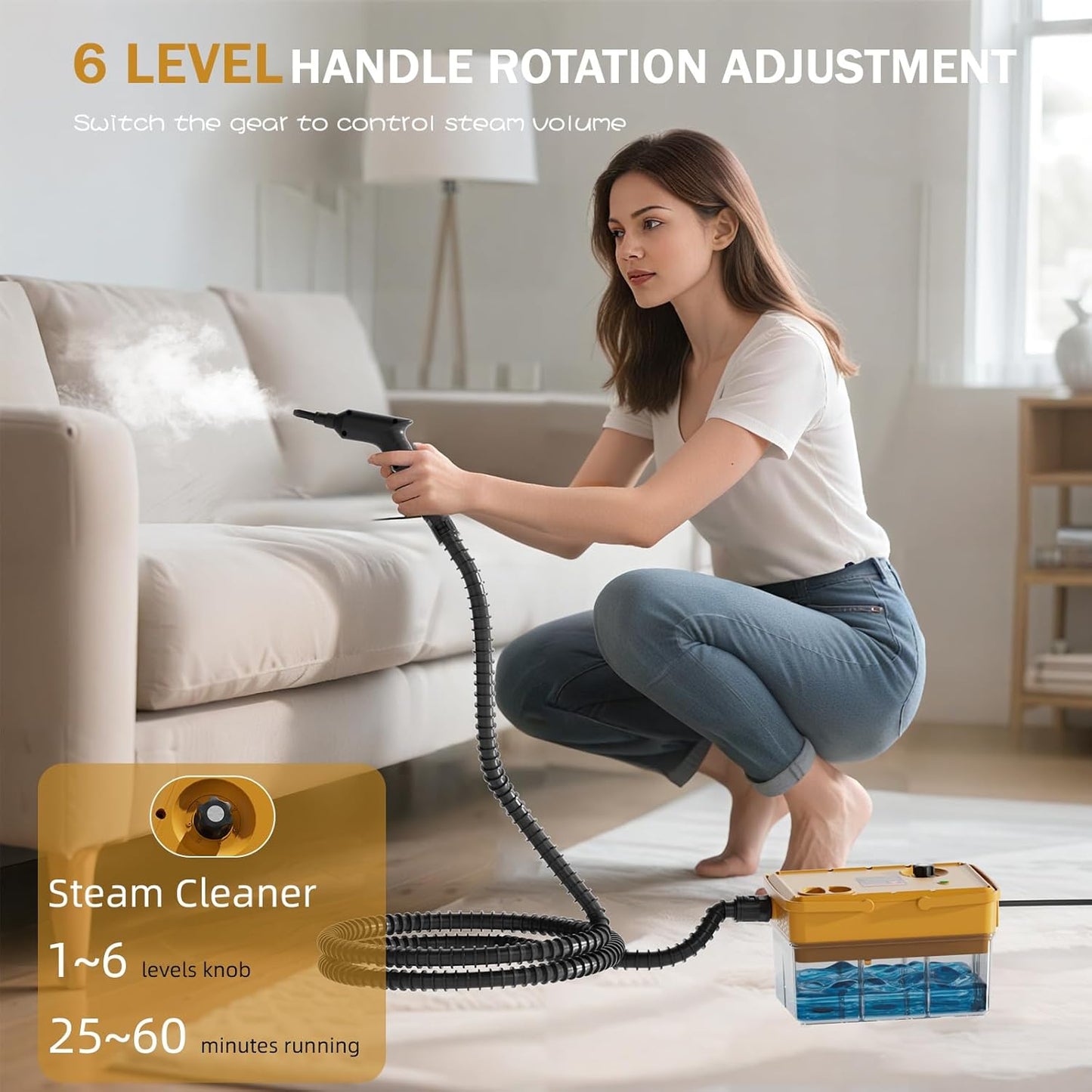 Handheld Steam Cleaner 2500W,10s Fast Heat-Up & 50.73OZ Large Tank,Pressurized Portable Steamer with 9 Accessories for Home,Car,Kitchen,Bathroom,Floors,Grout,Tile,Upholstery