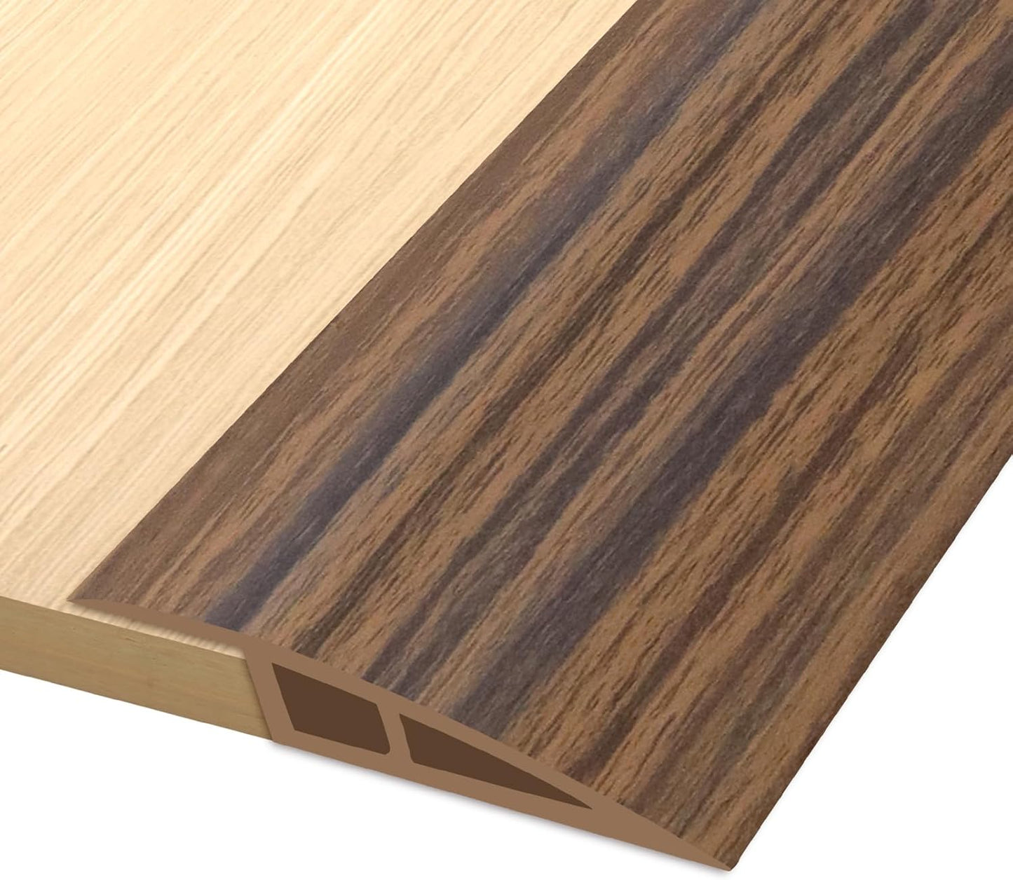 Vinyl Door Threshold Flooring Transition Strip Self Adhesive Carpet Edging Strip for Laminate Doorway Edge Threshold from 3/5" to 4/5" (Smoked Brown Wood Grain, 3.3 Ft)