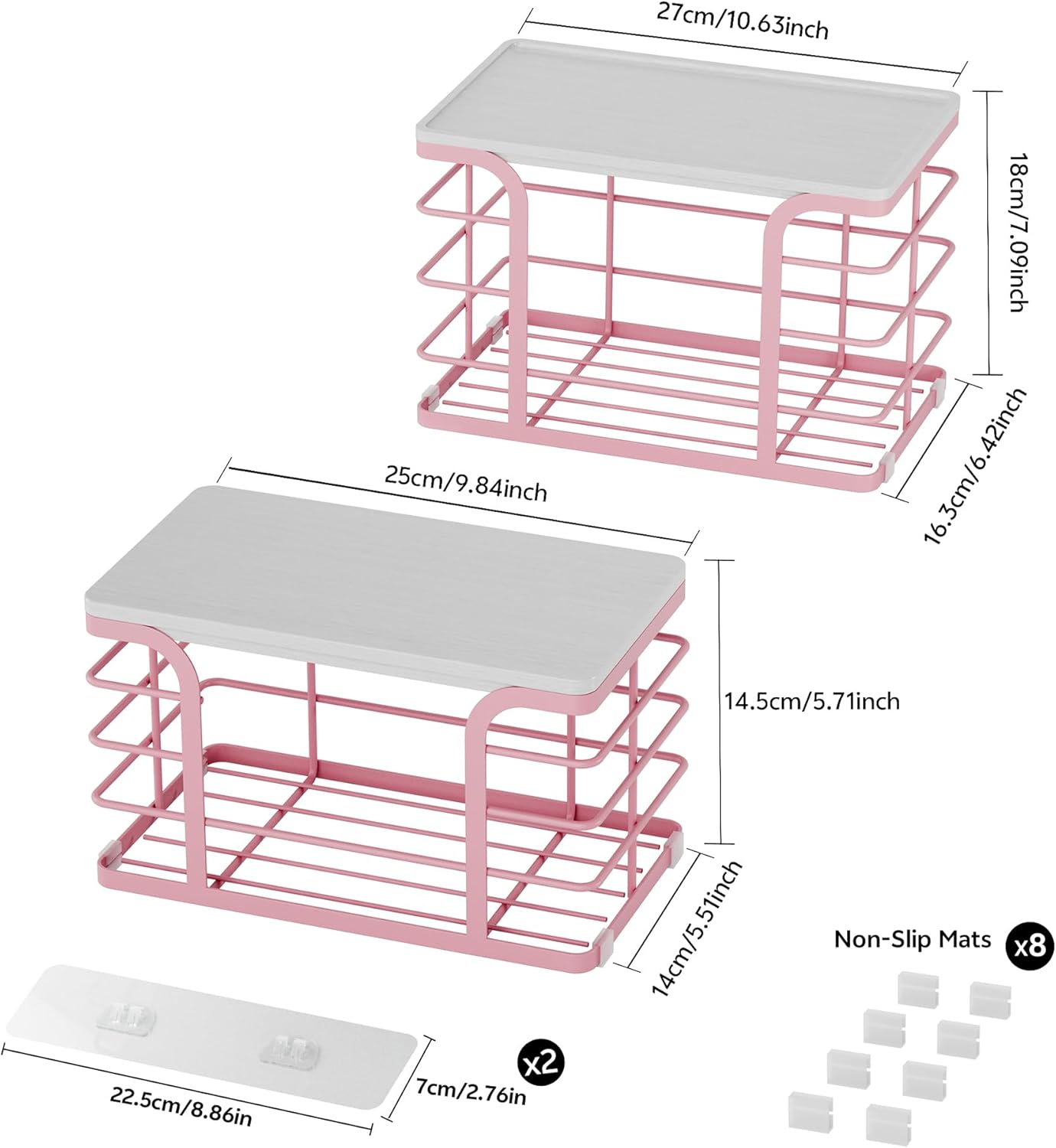 2 Pack Trash Bag Holder with Bamboo Top,Stackable Storage Bathroom Organizer Kitchen Laundry Pantry Organizers for Countertop Organization,Pink